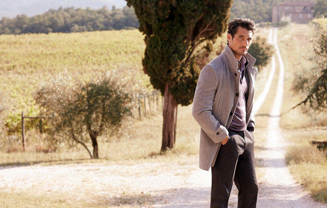 1332x850 Wallpaper road, field, trees, nature, model, male, David Gandy, David Gandy image for desktop, section мужчины