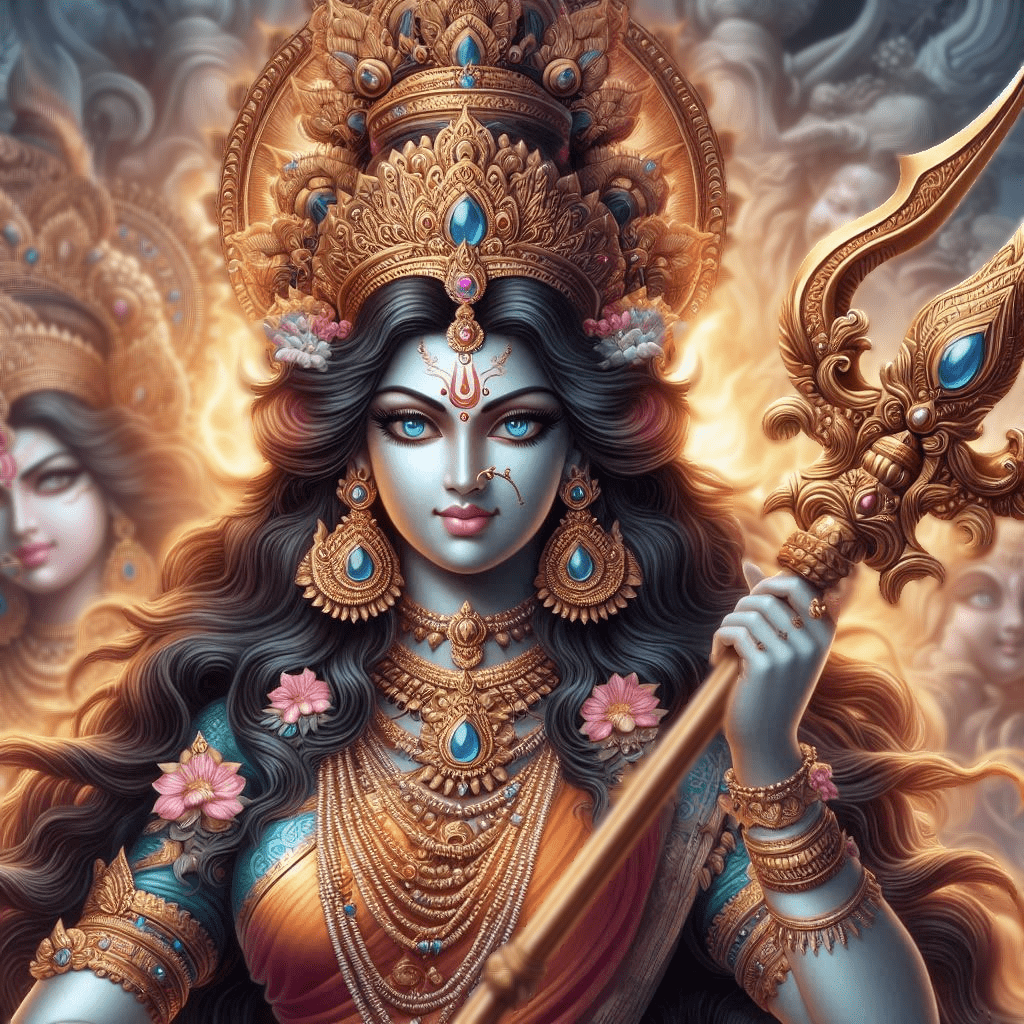 1024x1024 Wrathful Durga Durga Puja Worshipping The Wife Of Shiva, Daughter Of Bengal