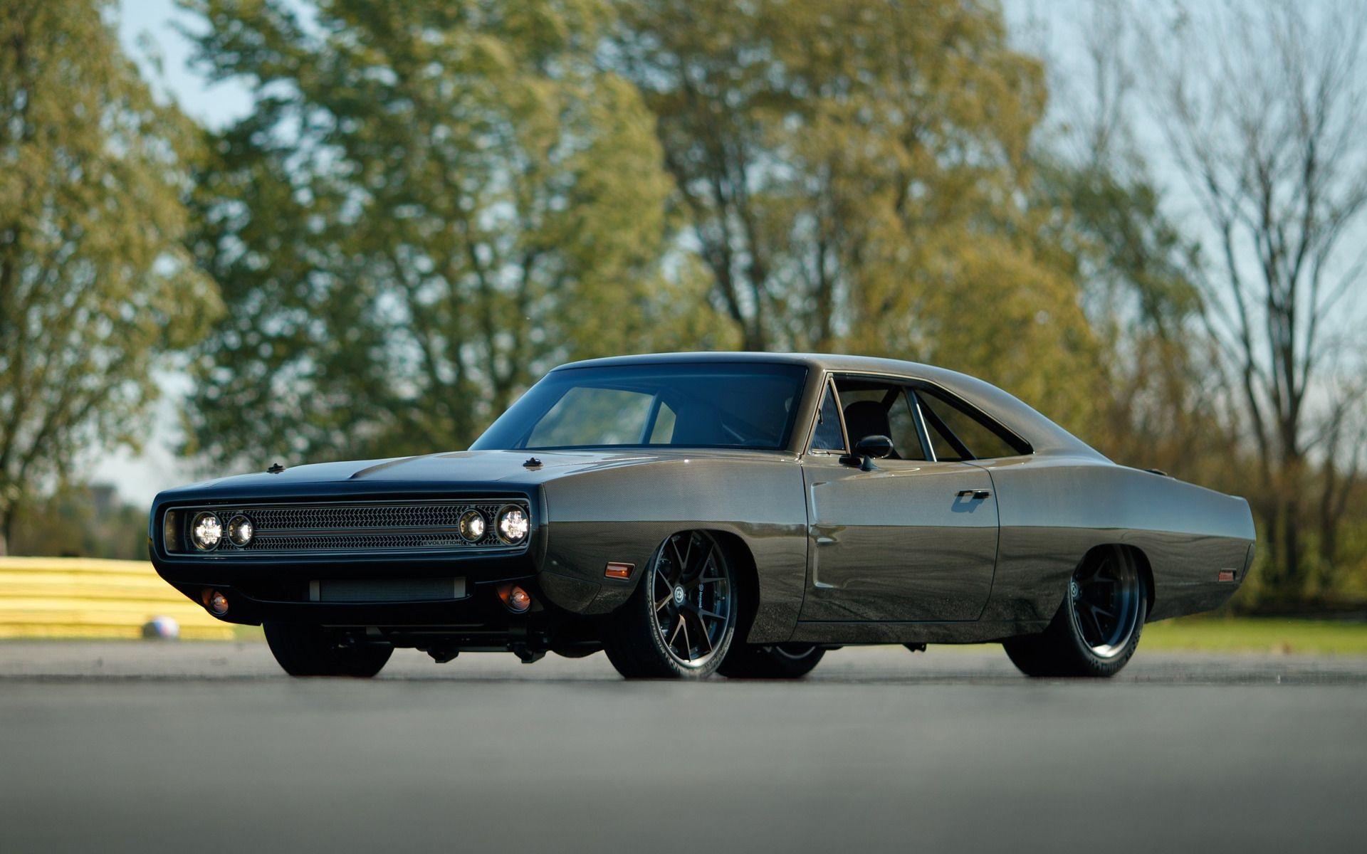 1920x1200 Download wallpaper Dodge Charger, retro coupe, gray Charger, tuning Charger, classic American cars, Dodge for desktop with resolution 1920x1200. High Quality HD picture wallpaper