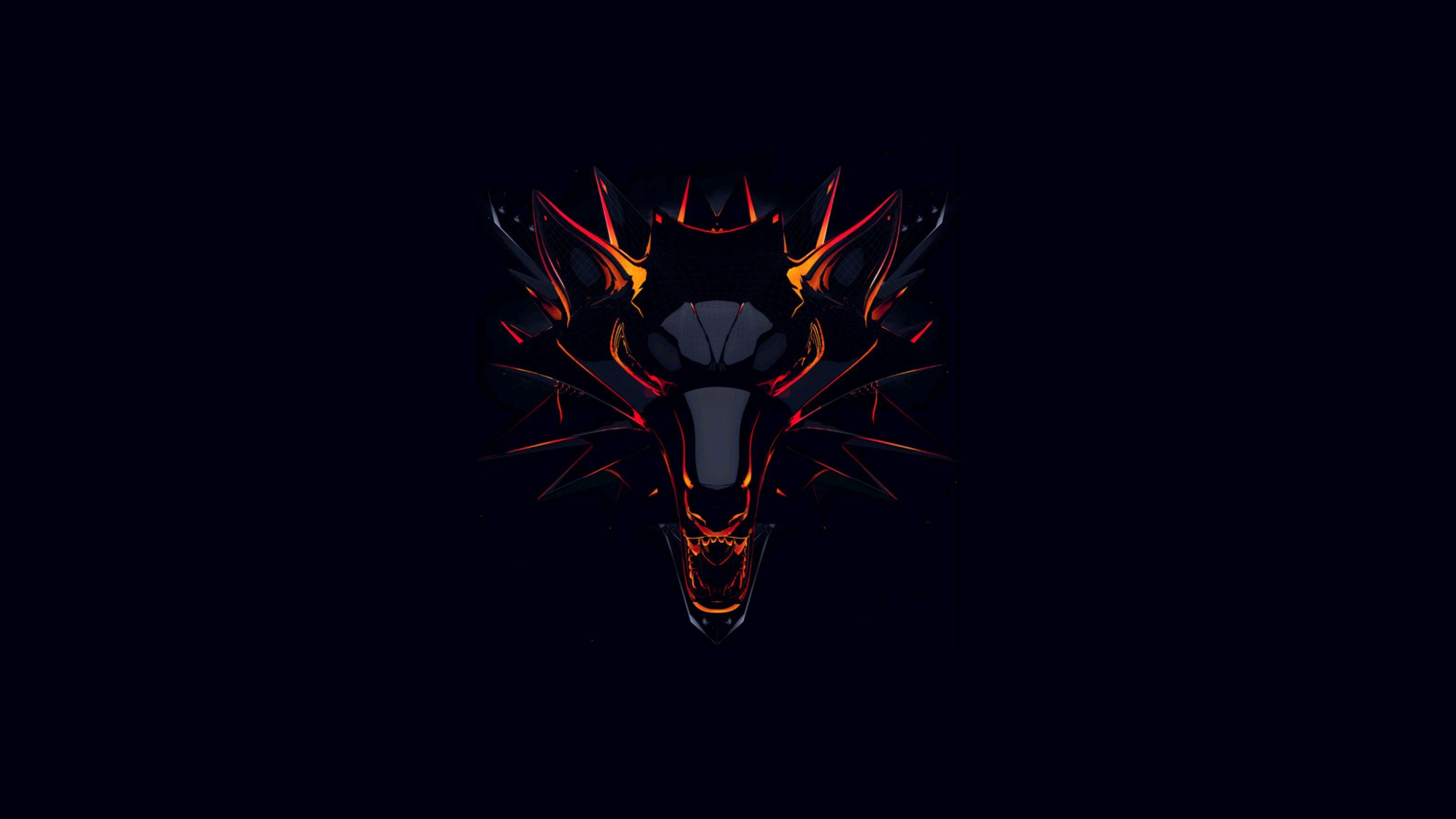 3200x1800 The Witcher computer game logo on a black background wallpaper and image, picture, photo