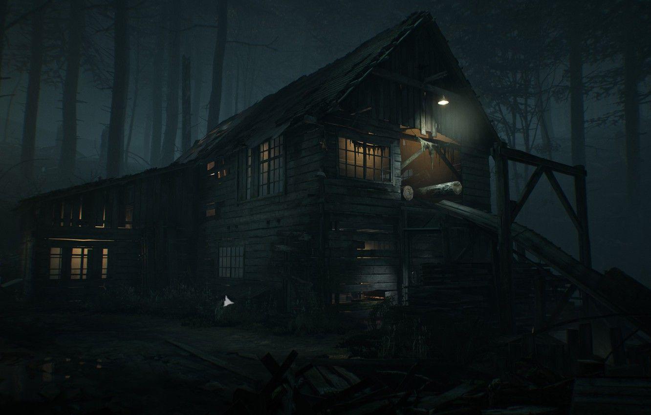 1332x850 Wallpaper forest, light, night, house, ruins, Blair Witch, Sawmill image for desktop, section игры