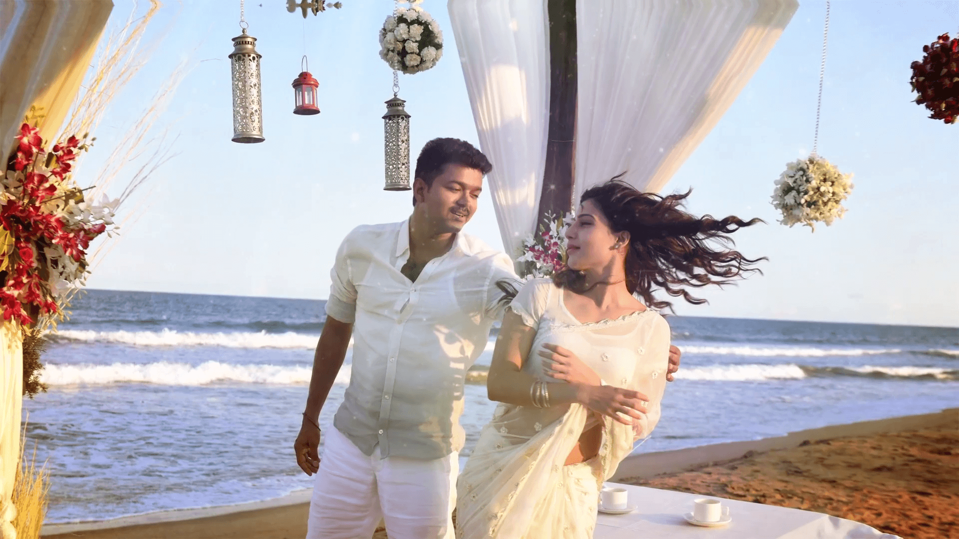 Hình nền cặp đôi tình yêu lãng mạn 1920x1080 Theri Vijay Samantha - Theri Song En Jeevan