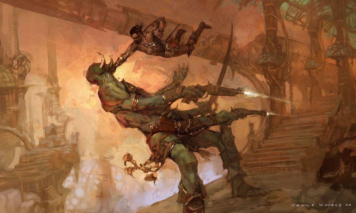 1200x719 John Carter Punches a Thark, Vance Kovacs