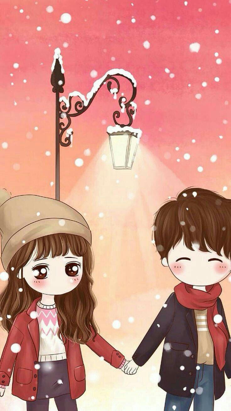 736x1309 Love Cute Animated Couple Wallpaper & Background Download
