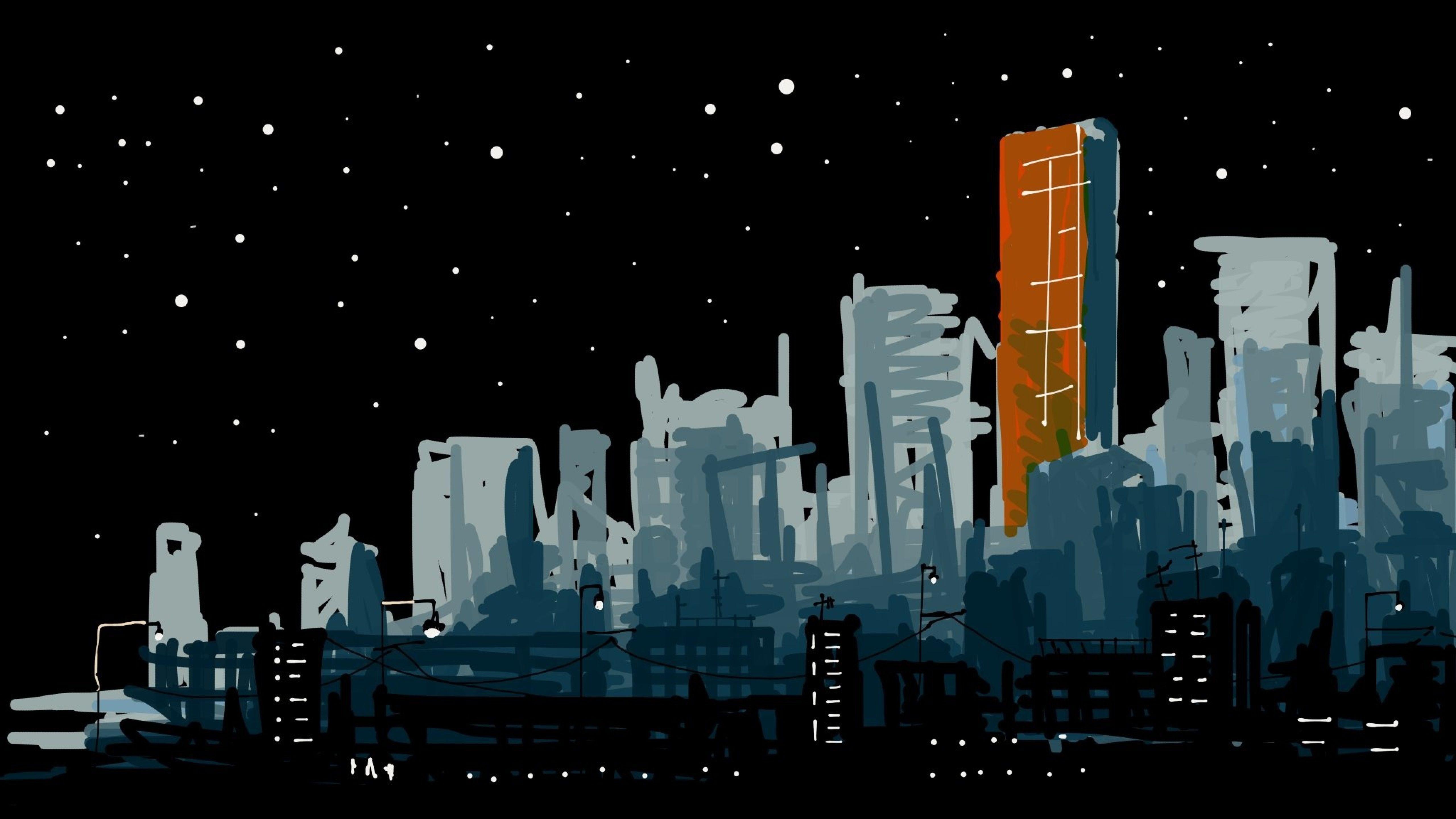 5120x2880 Dark City Oil Art 5K Wallpaper, HD Artist 4K Wallpaper, Image, Photo and Background