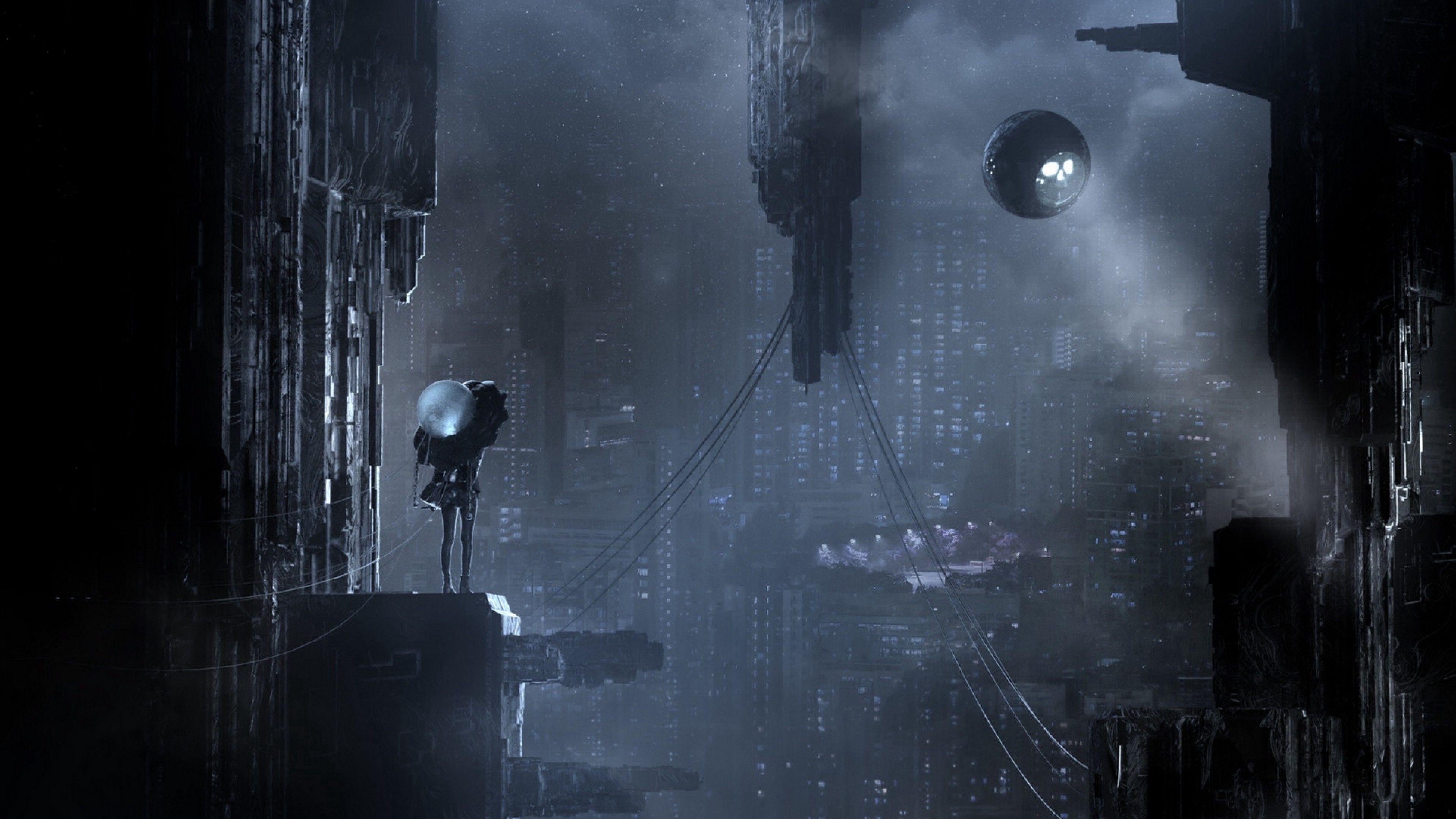 3840x2160 Futuristic dark city HD Wallpaper 4K Ultra HD Wallpaper .net
