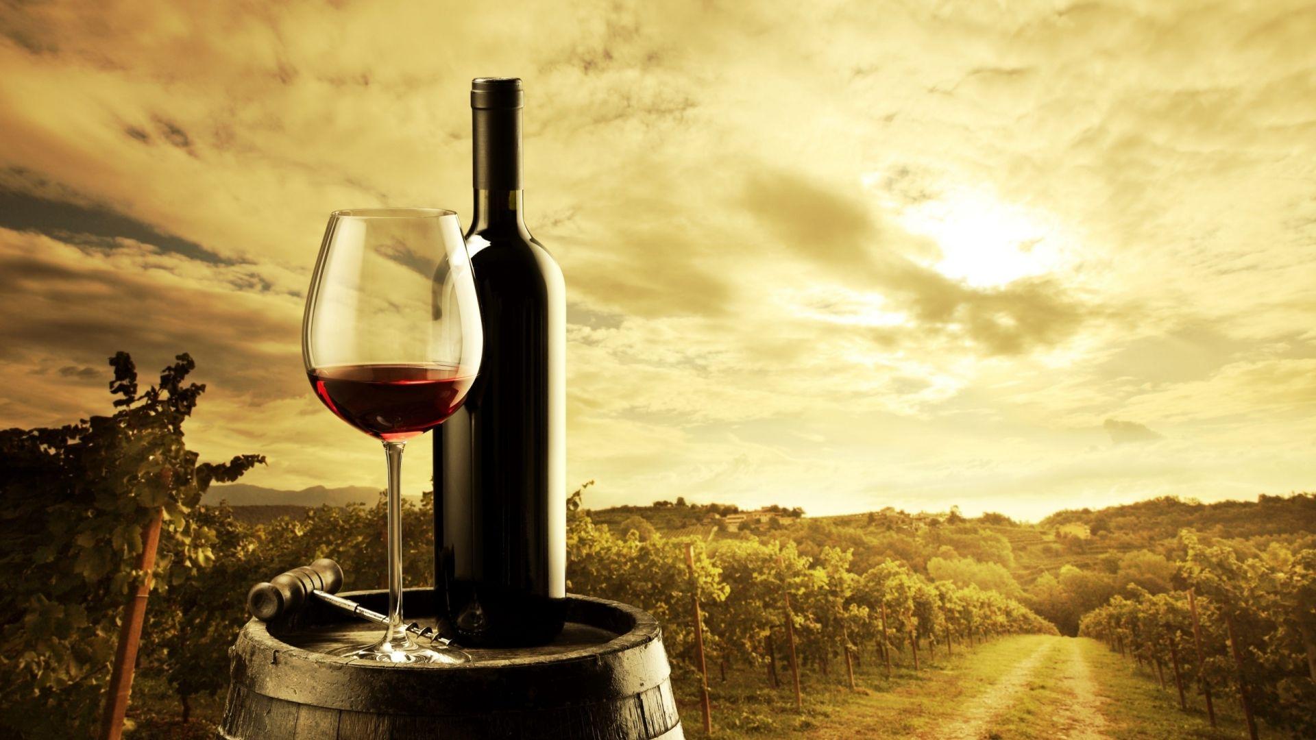1920x1080 Red Wine Bottle and Glass HD Wallpaper