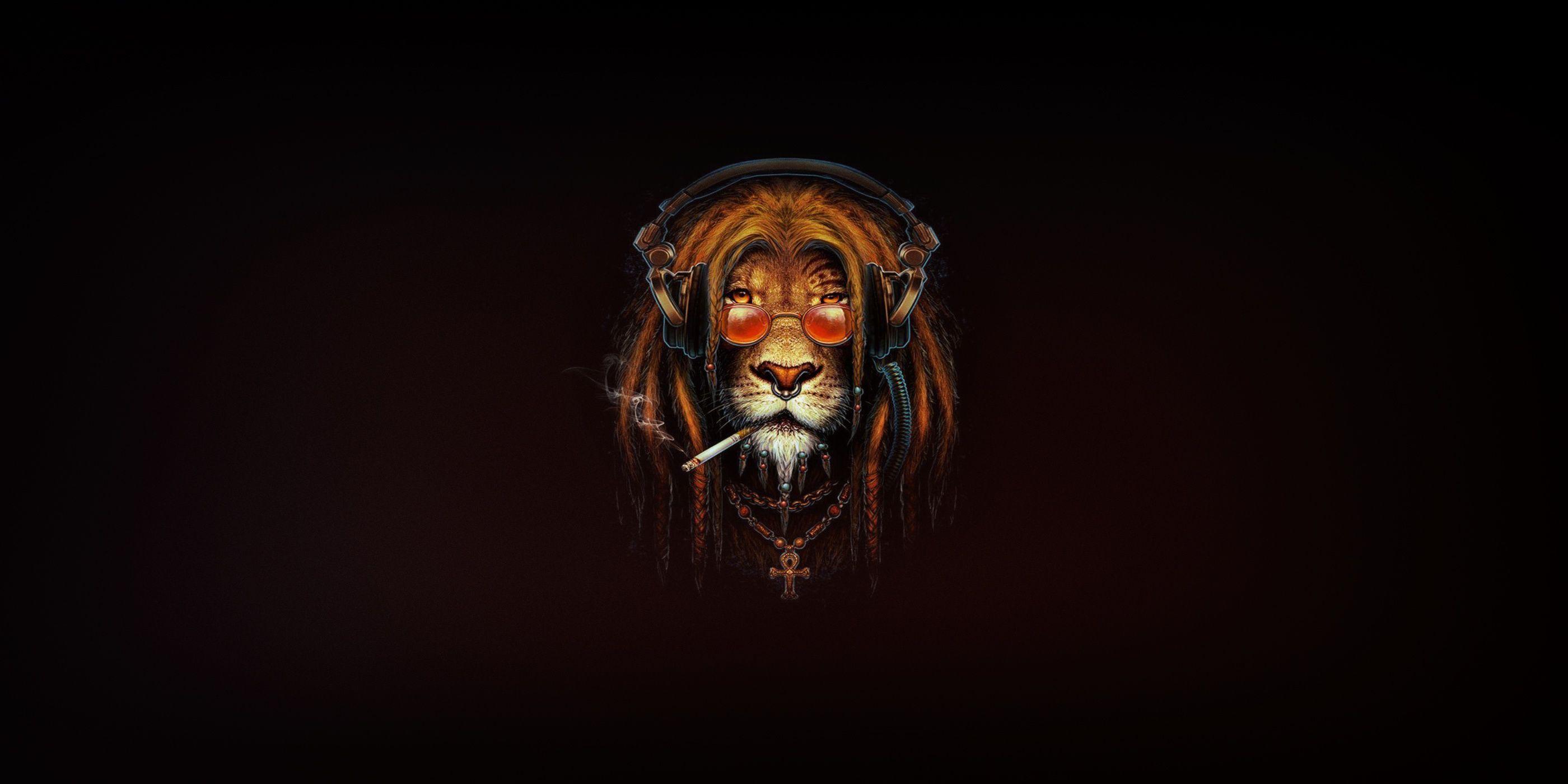 2800x1400 Lion Smoking Artwork, HD Animals, 4k Wallpaper, Image, Background, Photo and Picture