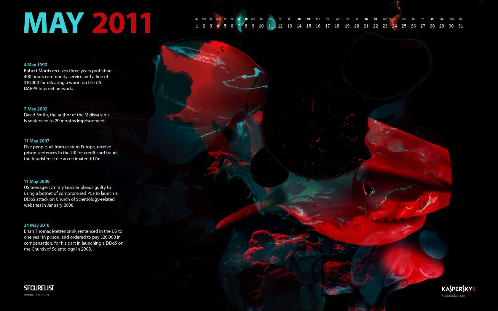 1680x1050 Malware Calendar Wallpaper for May 2011