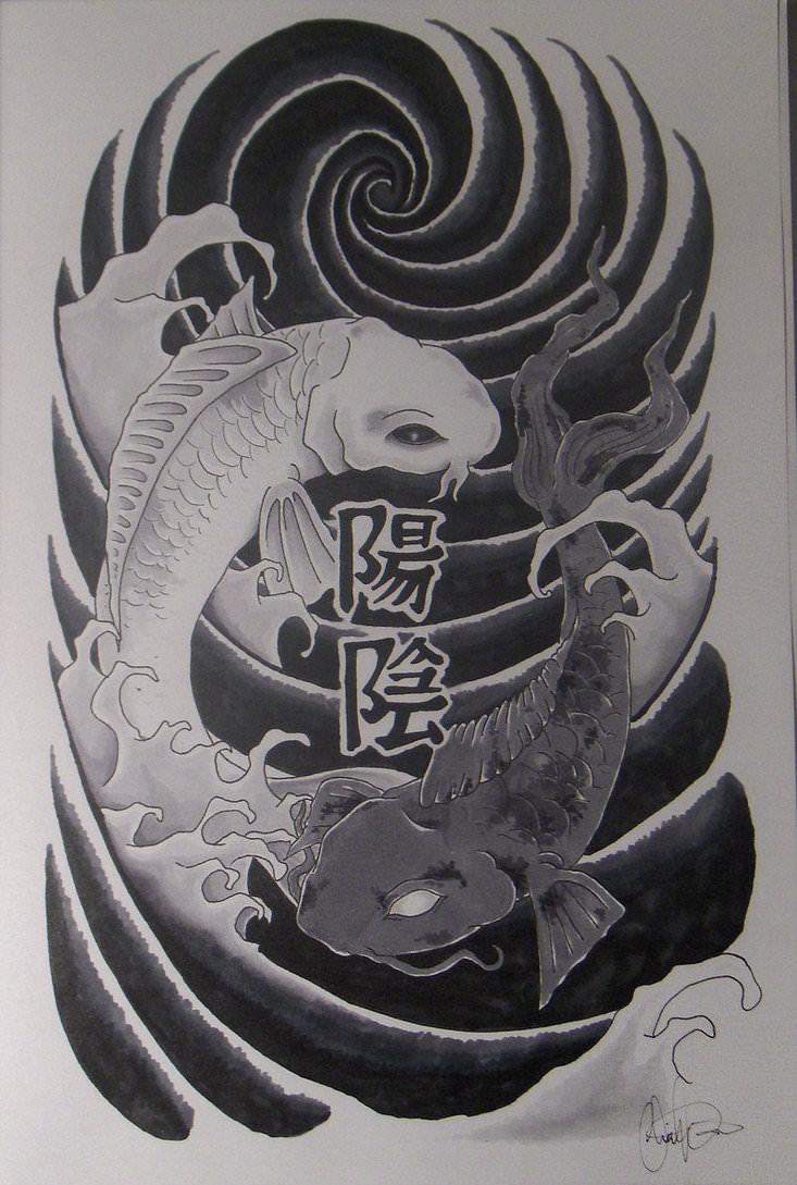 733x1089 Japanese Koi Yin Yang Tattoo