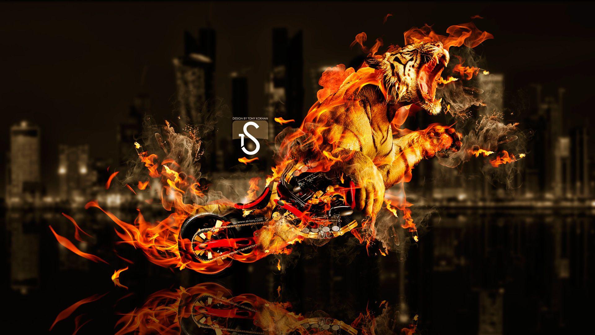 1920x1080 Fantasy Moto Tiger Power Fire 2014 el Tony