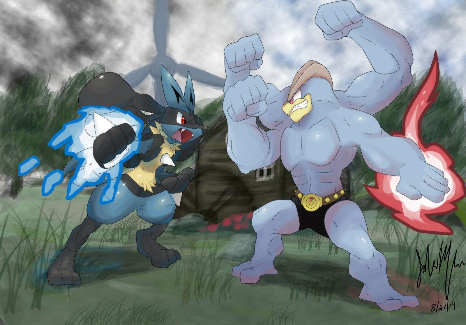1600x1117 Lucario vs Machamp