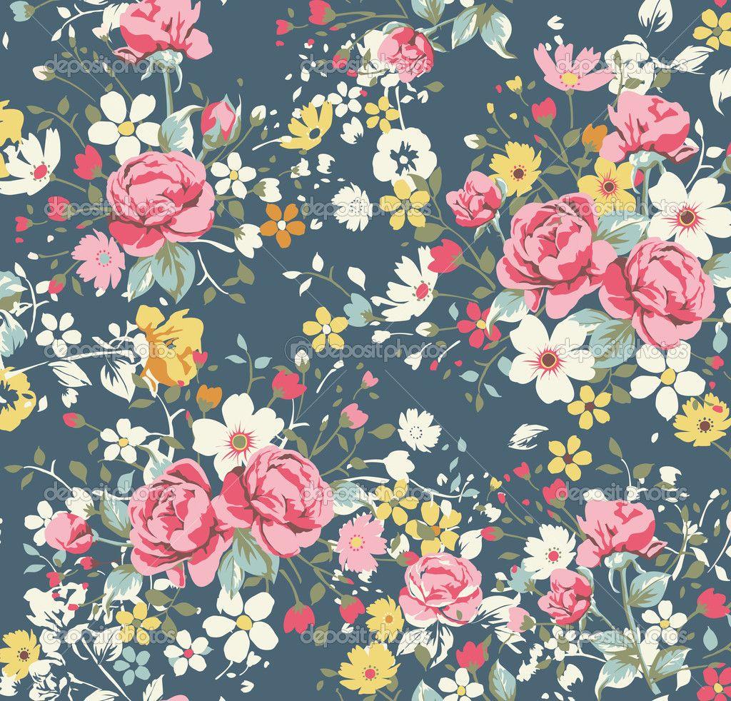 1024x982 Wallpaper Vintage Rose Pattern On Navy Background Floral Wallpaper Pattern HD Wallpaper