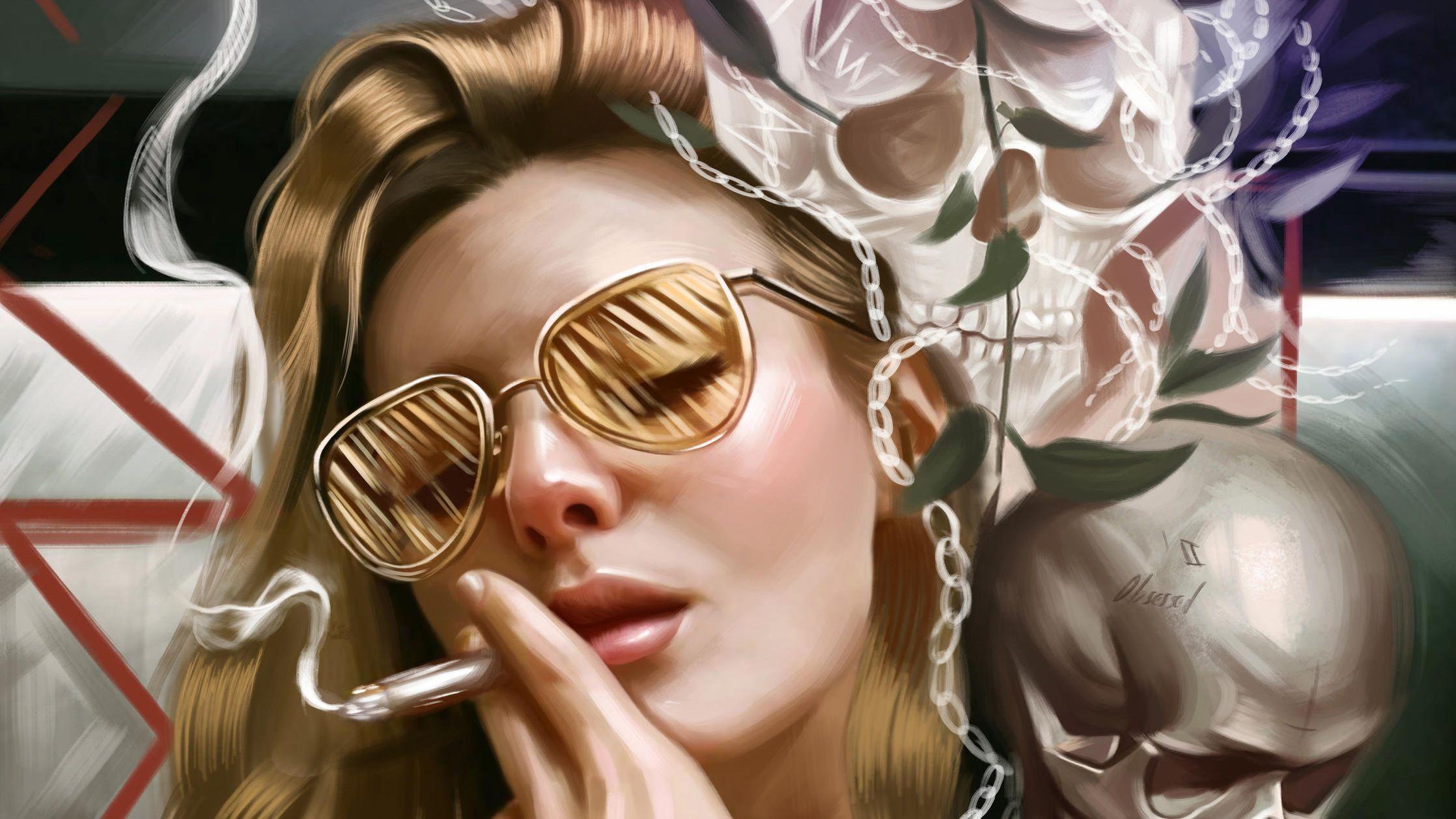 2236x1258 Girl Smoking Glasses, HD Fantasy Girls, 4k Wallpaper, Image, Background, Photo and Picture