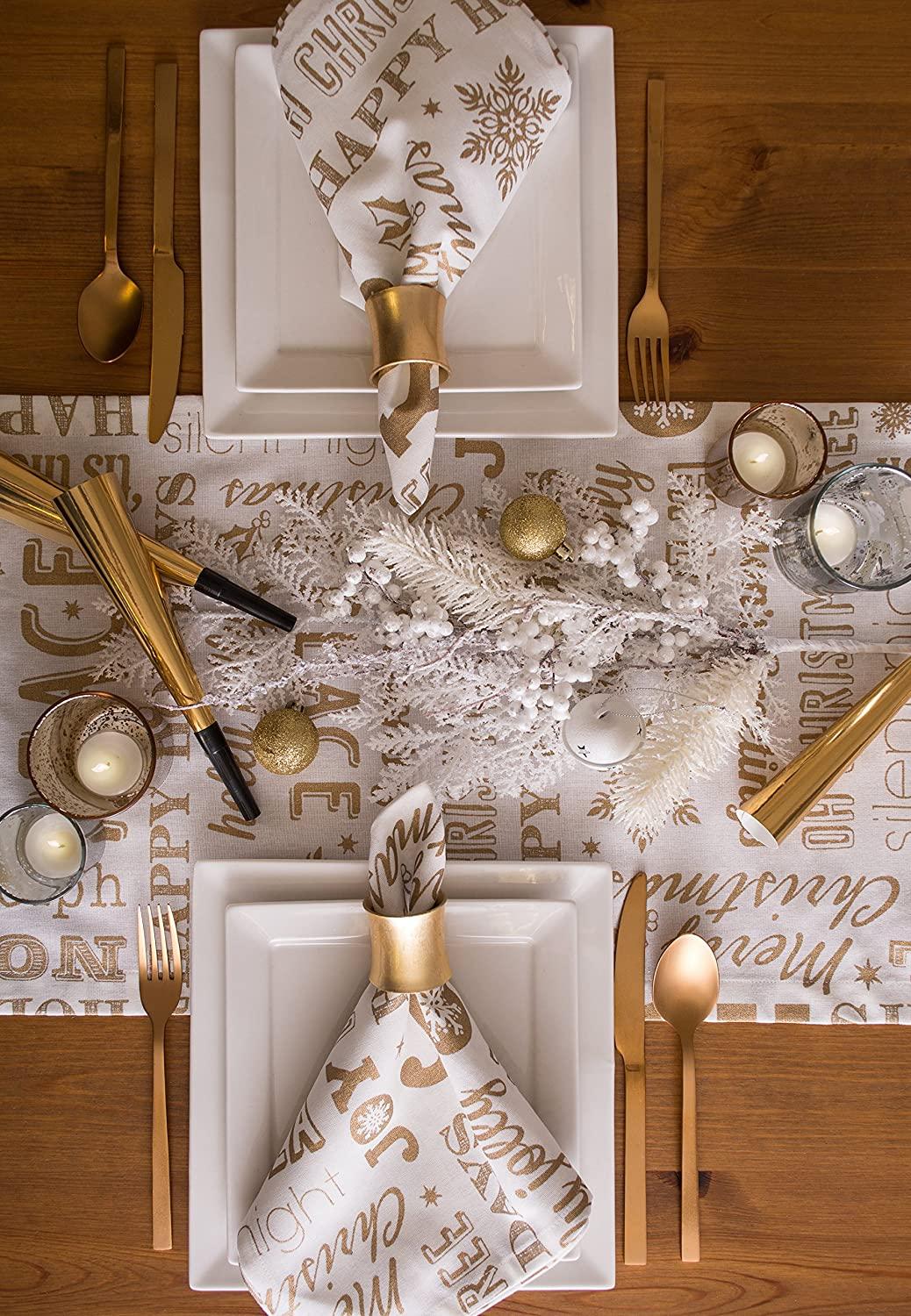 1038x1500 Aprons 14x108 Gold Christmas Collage Christmas & Holidays Machine Washable Printed Metallic Table Runner for Parties DII 100% Cotton Home