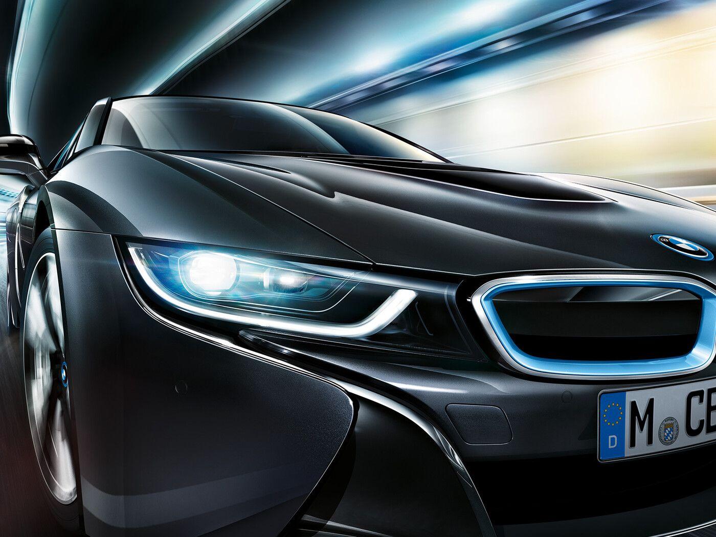 1400x1050 Black BMW I8 on the road