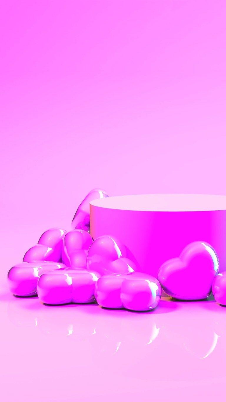 768x1365 Purple Hearts Beautiful Xiaomi Black Shark 3 Pro HD 1080p Wallpaper