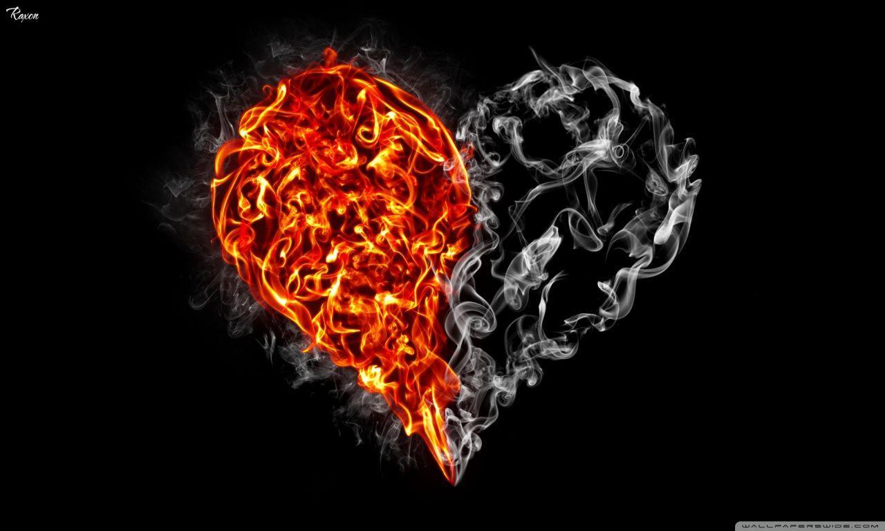 1280x768 Fire Heart Wallpaper