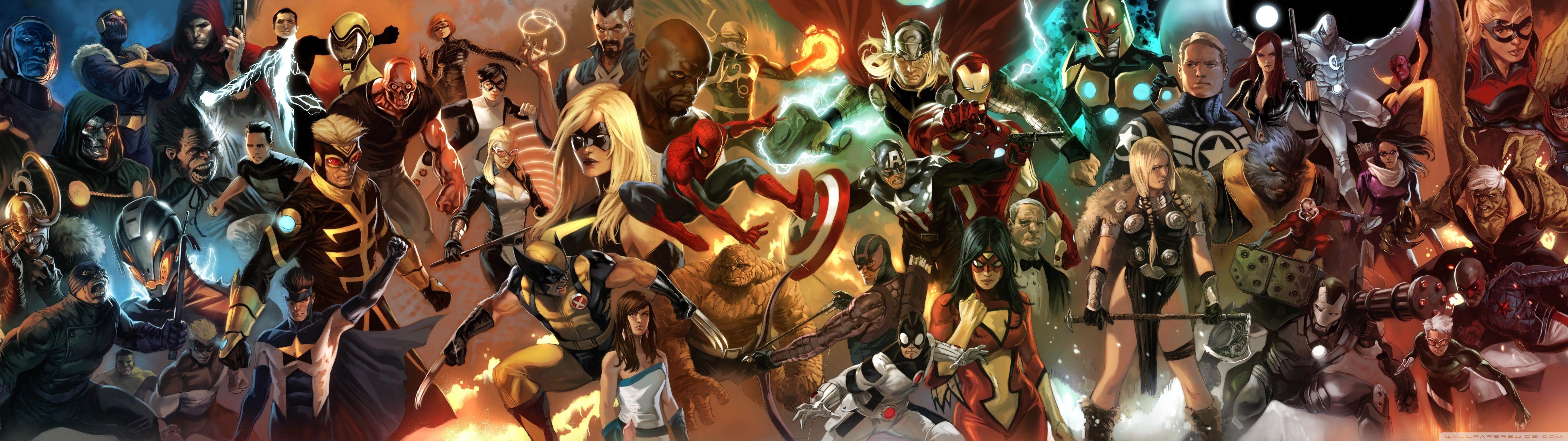 4800x1350 Marvel Comics Characters Ultra HD Desktop Background Wallpaper for : Multi Display, Dual Monitor