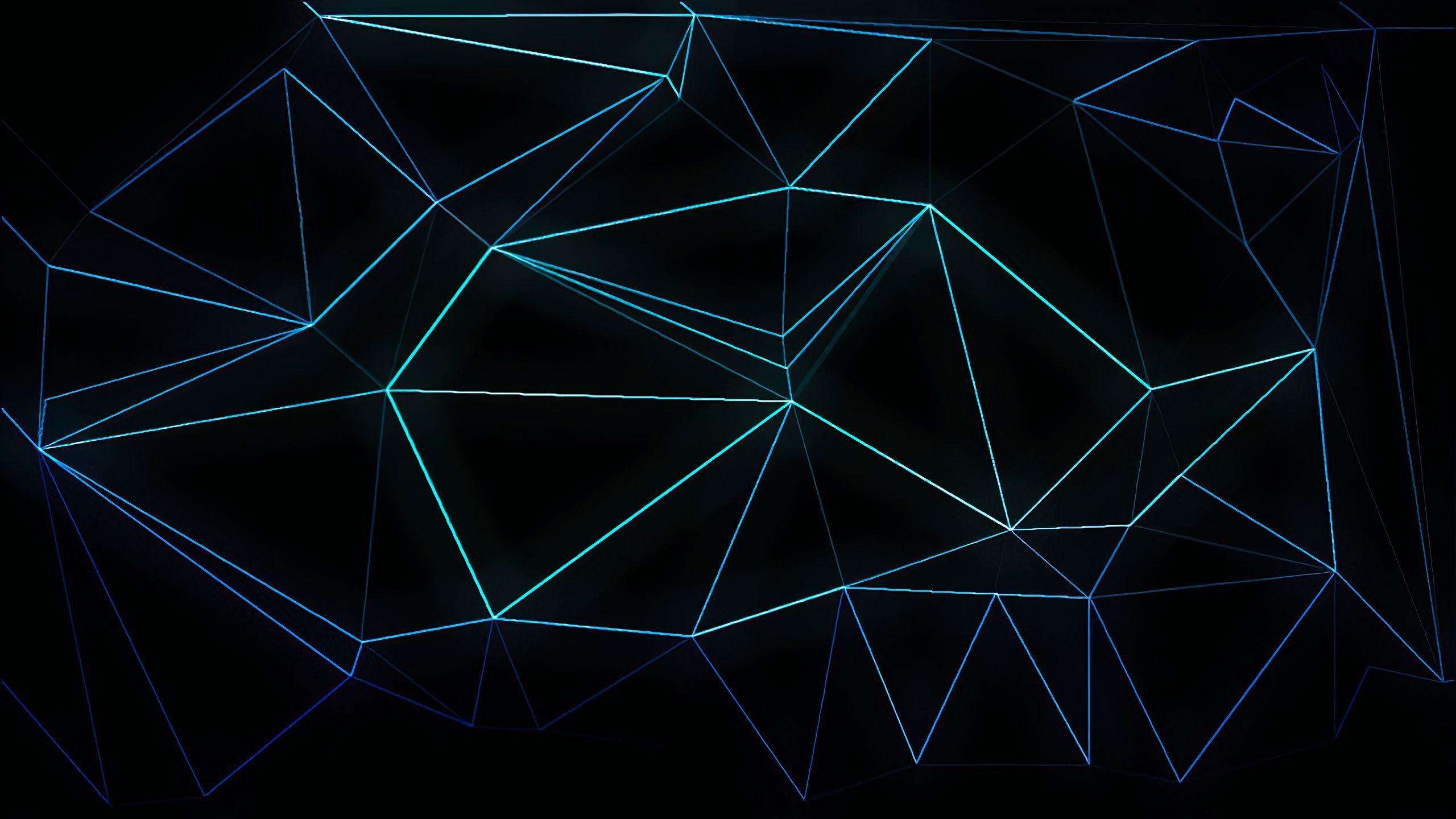 2560x1440 Blue Abstract Shape Neon Lines 4K Wallpaper, HD Abstract 4K Wallpaper, Image, Photo and Background