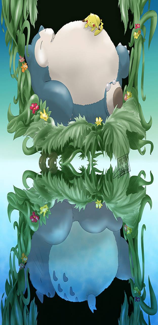 624x1280 Snorlax and Totoro wallpaper