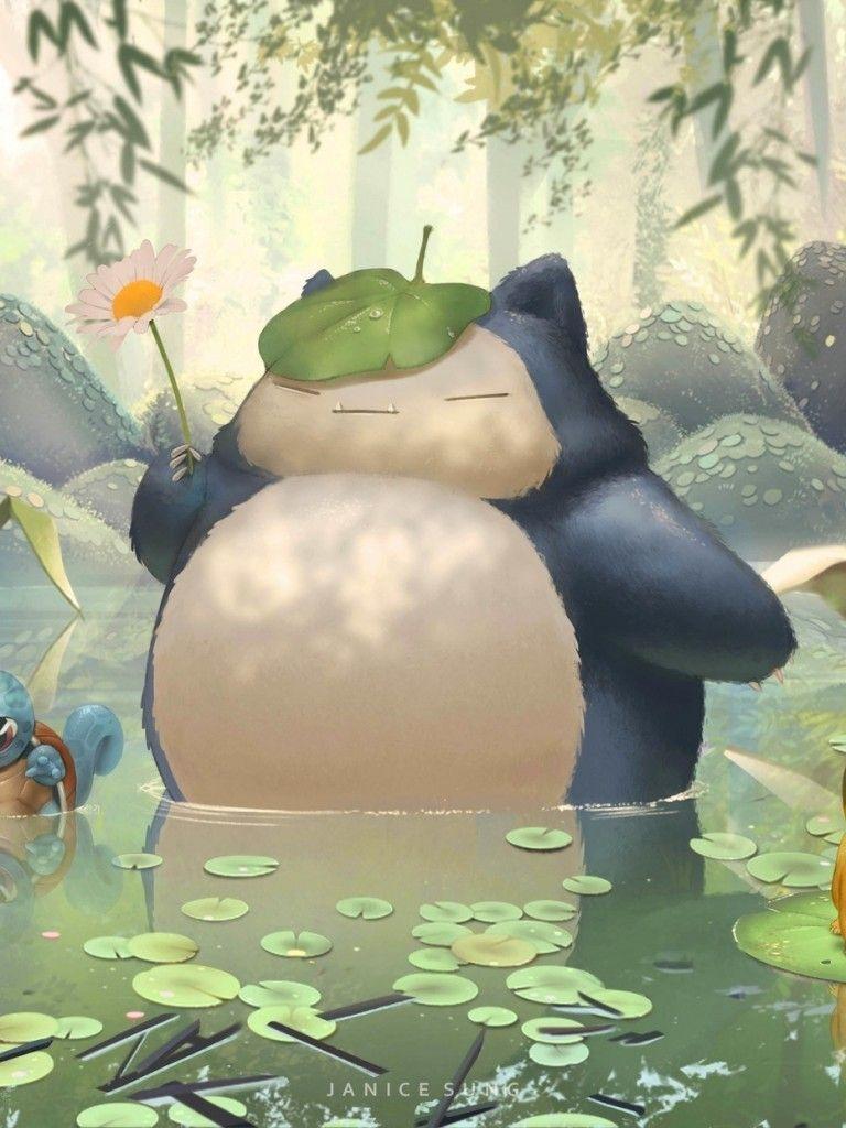 768x1024 Download 768x1024 Pokemon, Squirtle, Pikachu, Bulbasaur, Charmander, Snorlax, Water, Forest Wallpaper for Apple iPad Apple iPad Mini