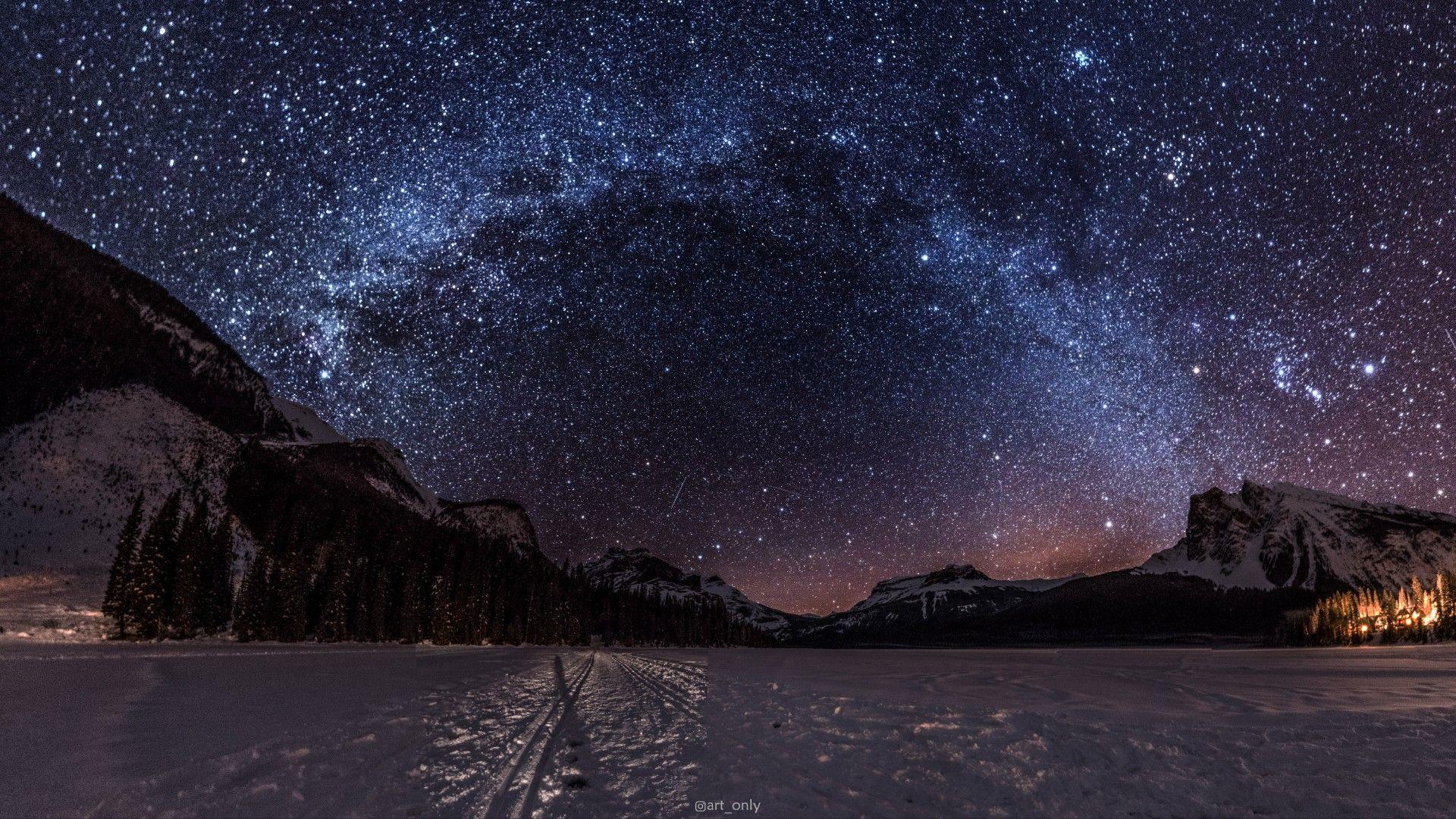 1920x1080 The night sky at Emerald Lake BC on a cold winter night [OC][19201080] #reddit. Nature photo, Beautiful nature, Emerald lake bc