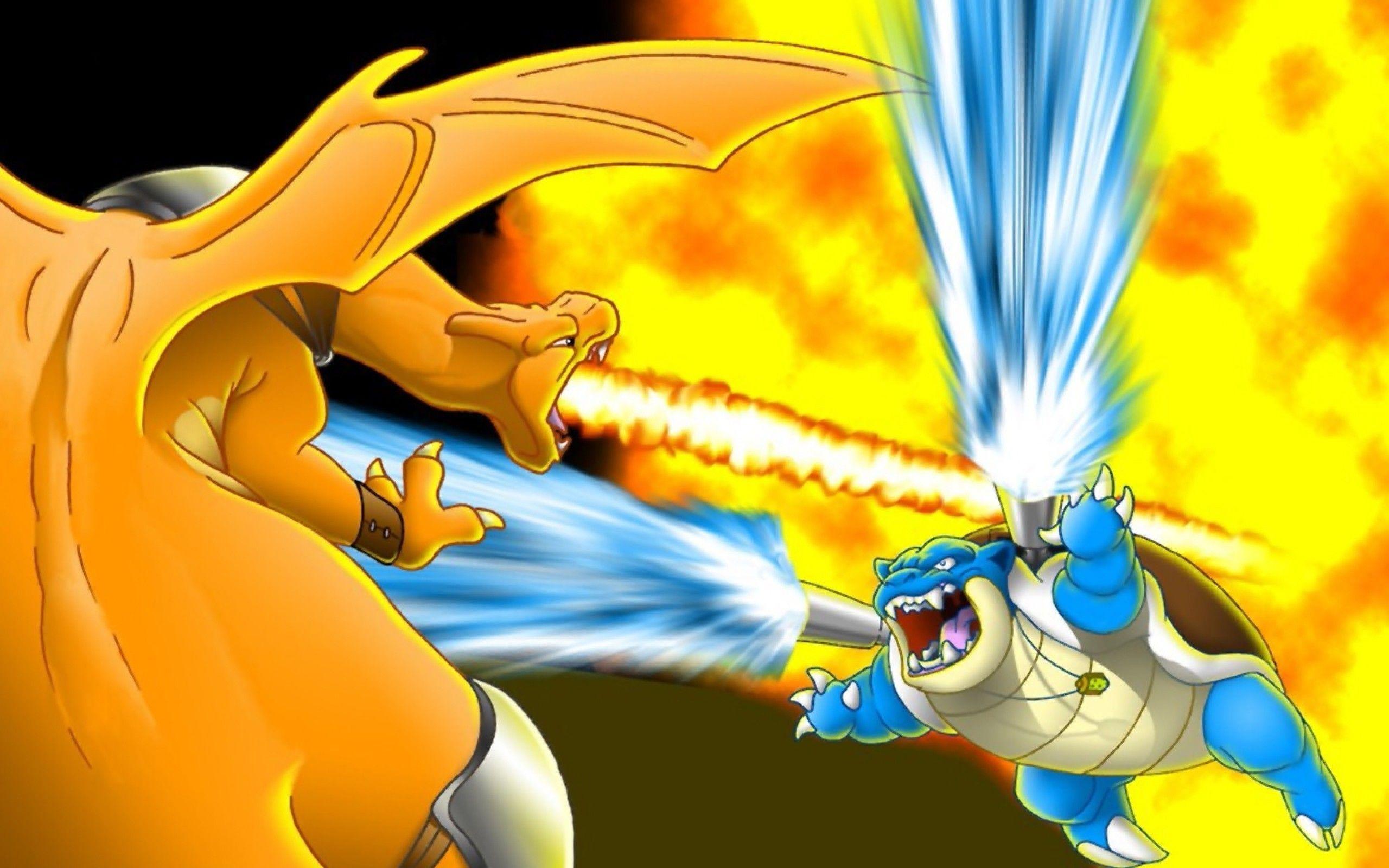 2560x1600 Pokemon Charizard Vs Blastoise HD Png And Blastoise Fighting