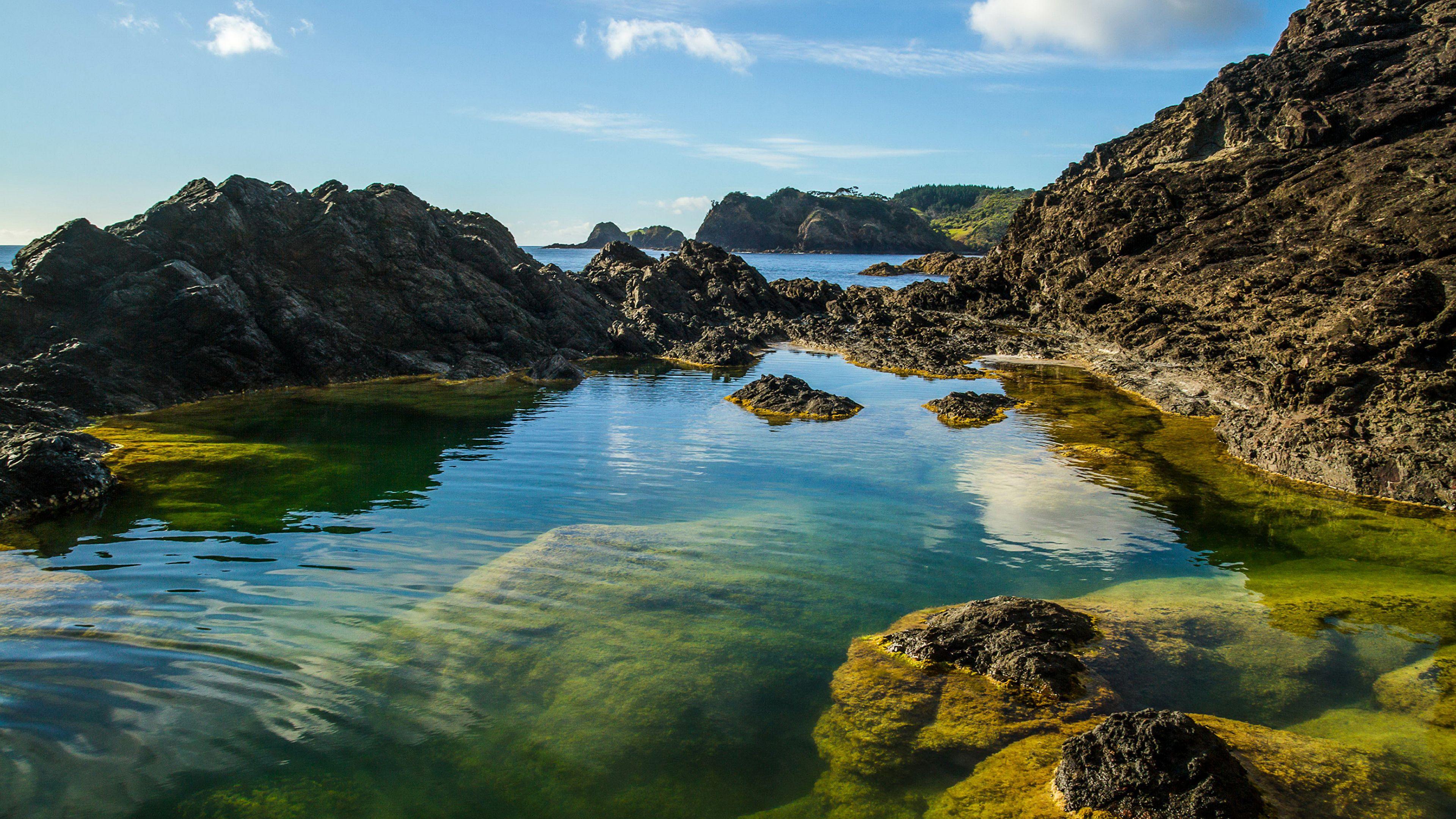 3840x2160 Wallpaper New Zealand Whangarei Cliff Nature Sky Coast 3840x2160