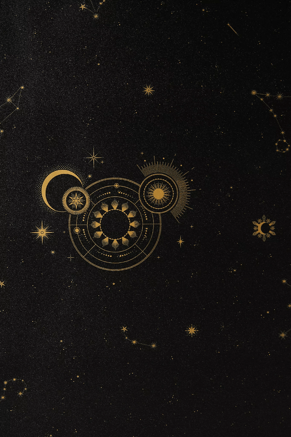 1000x1500 Cocorrina Planetary Magic Wallpaper. Anthropologie. Black and gold aesthetic, Spiritual wallpaper, Magic aesthetic
