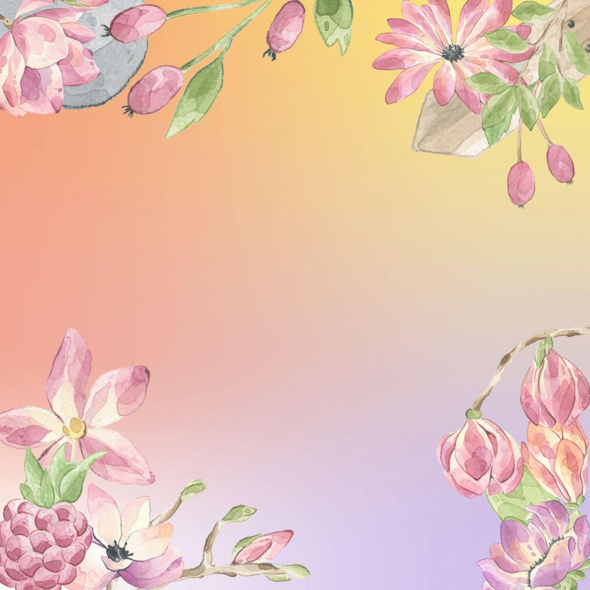 1920x1920 Pastel Watercolor Floral Paper Free Domain Picture