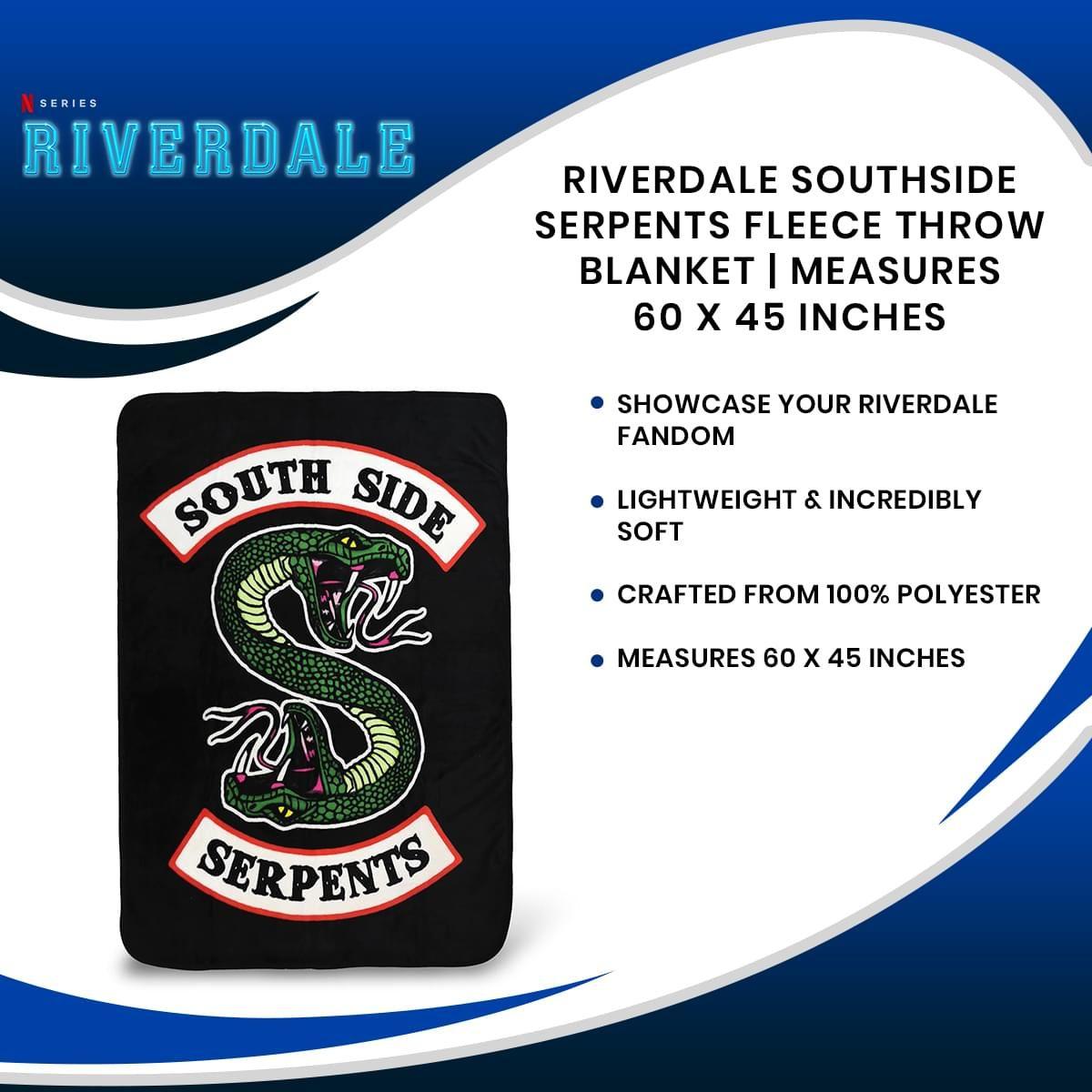1200x1200 Riverdale Southside Serpents Fleece Throw Blanket. Measures 60 x 45