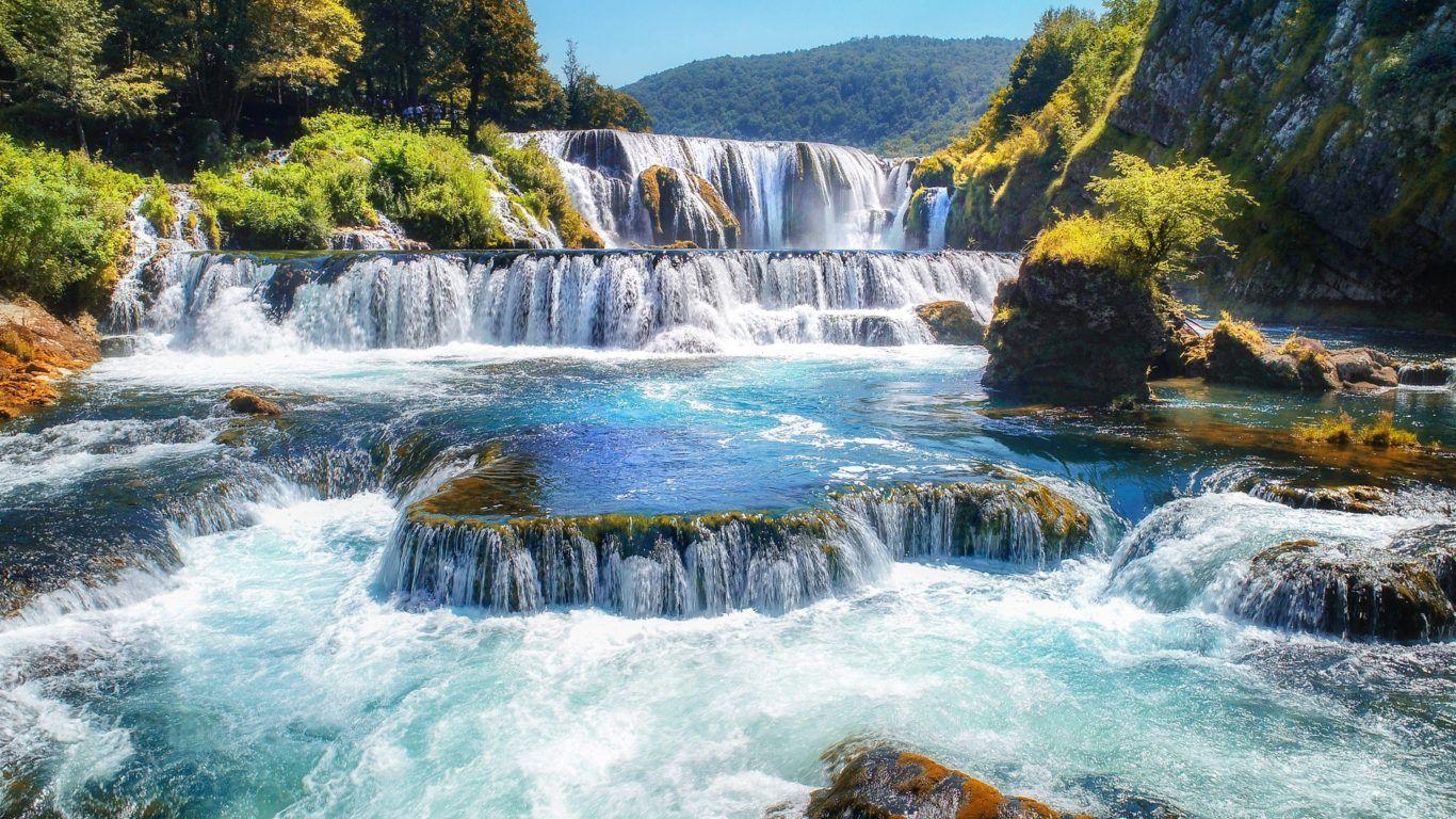 1366x768 Waterfalls Strbacki Buk River Una Bosnia And Herzegovina Landscape Nature Desktop HD Wallpaper For Pc Tablet And Mobile 3840x2400 :