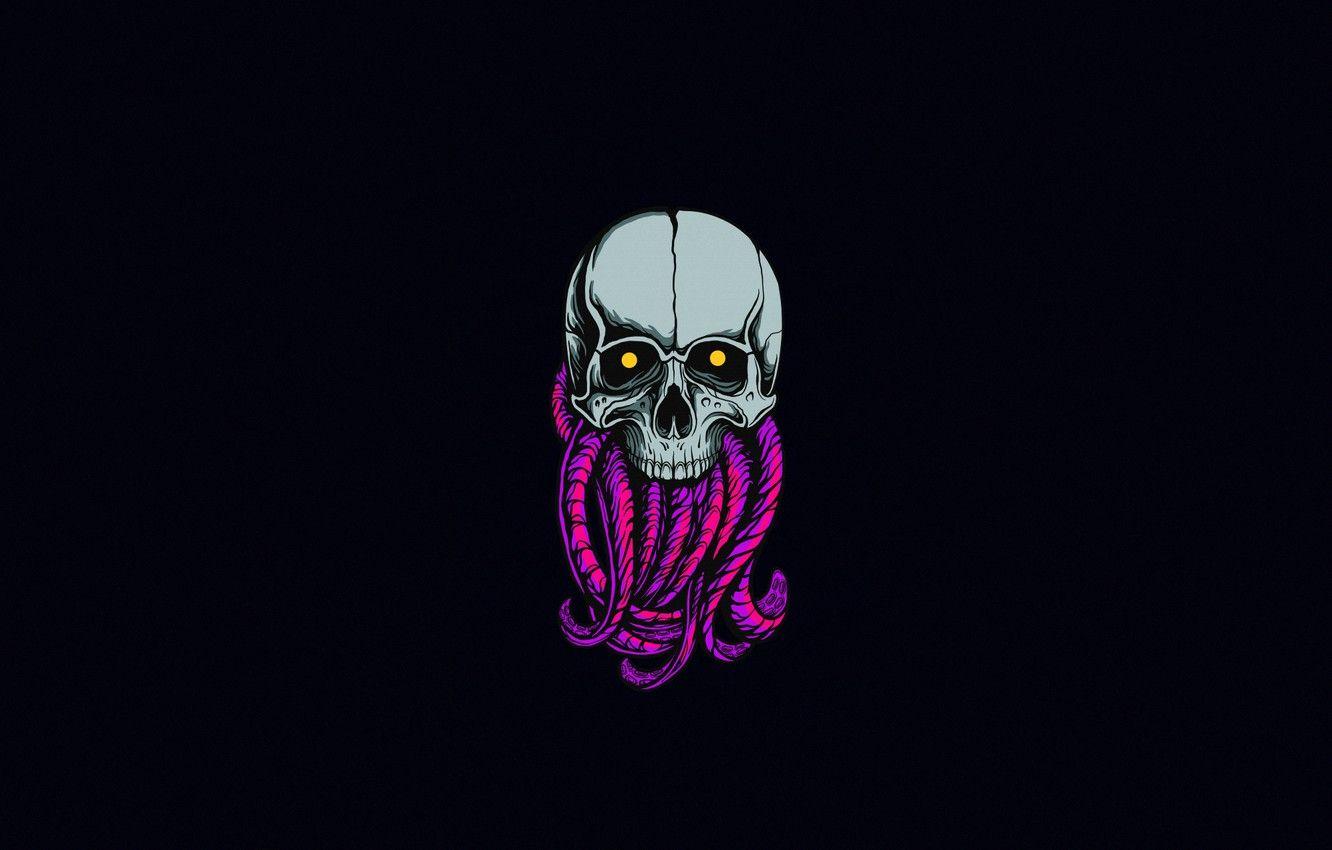 1332x850 Wallpaper Minimalism, Skull, Style, Background, Art, Art, Tentacles, Style, Sake, Background, Octopus, Minimalism, Tentacles, Octopus monster, by Adhitamamorningstar, Adhitamamorningstar image for desktop, section минимализм