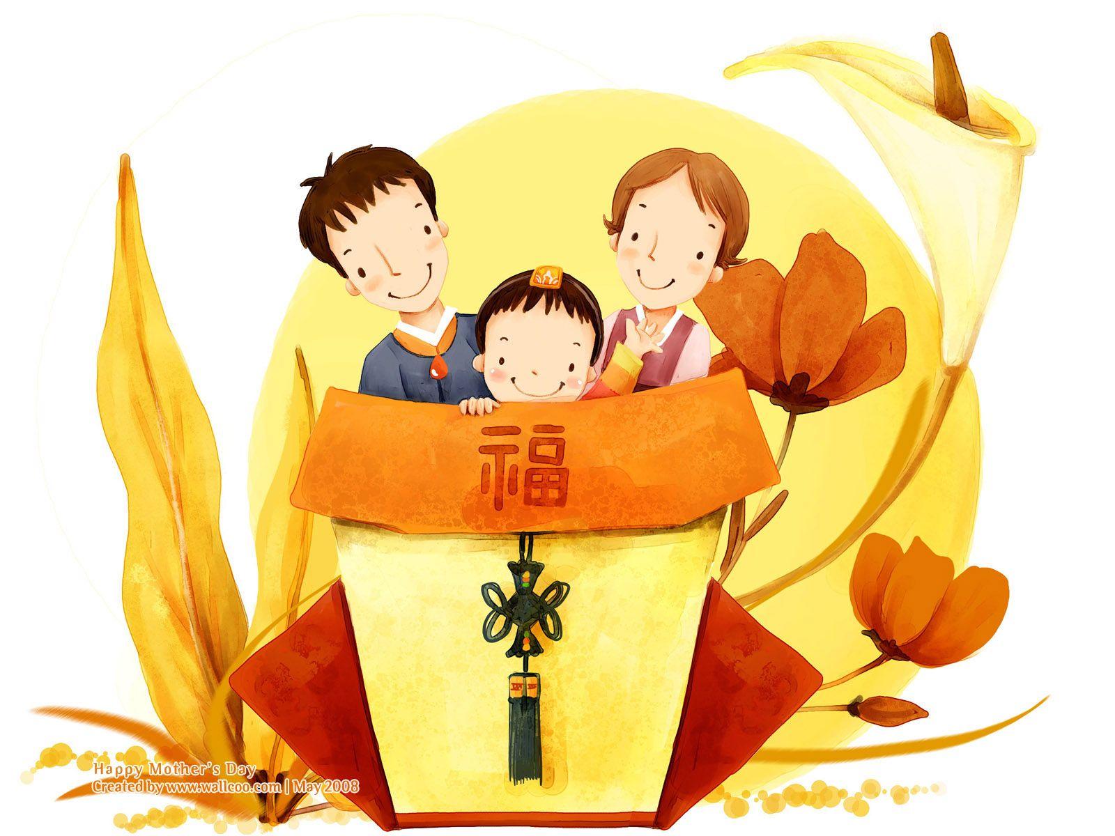 1600x1200 High Resolution Cartoon Illustraion of Family Love 1600x1200 NO.8 Desktop Wallpaper