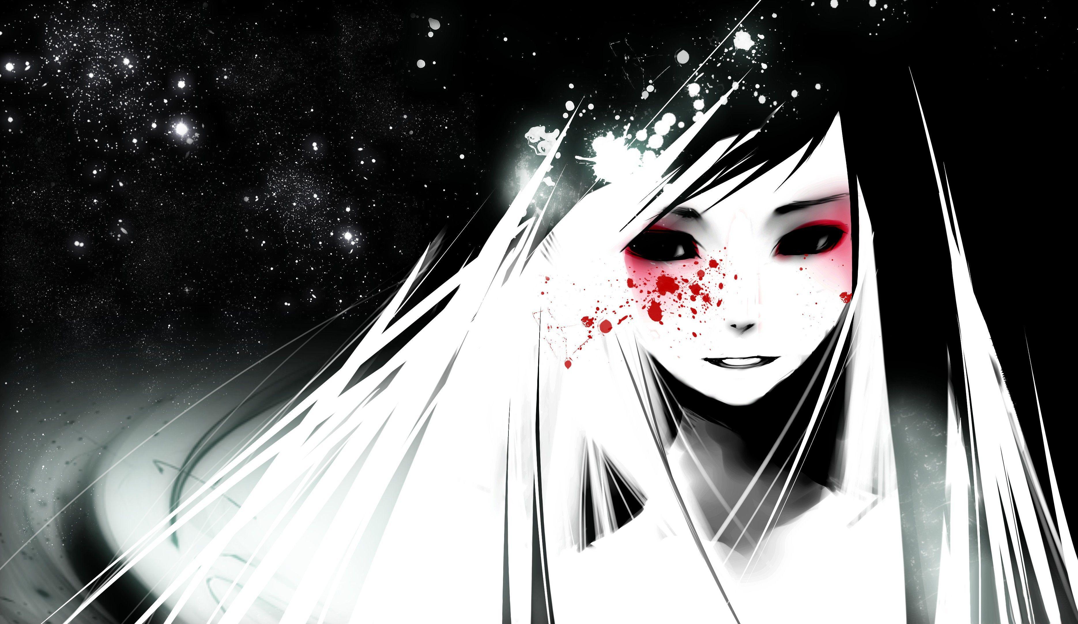 3740x2165 Sad anime girl in a white cloak Desktop wallpaper 1680x1050