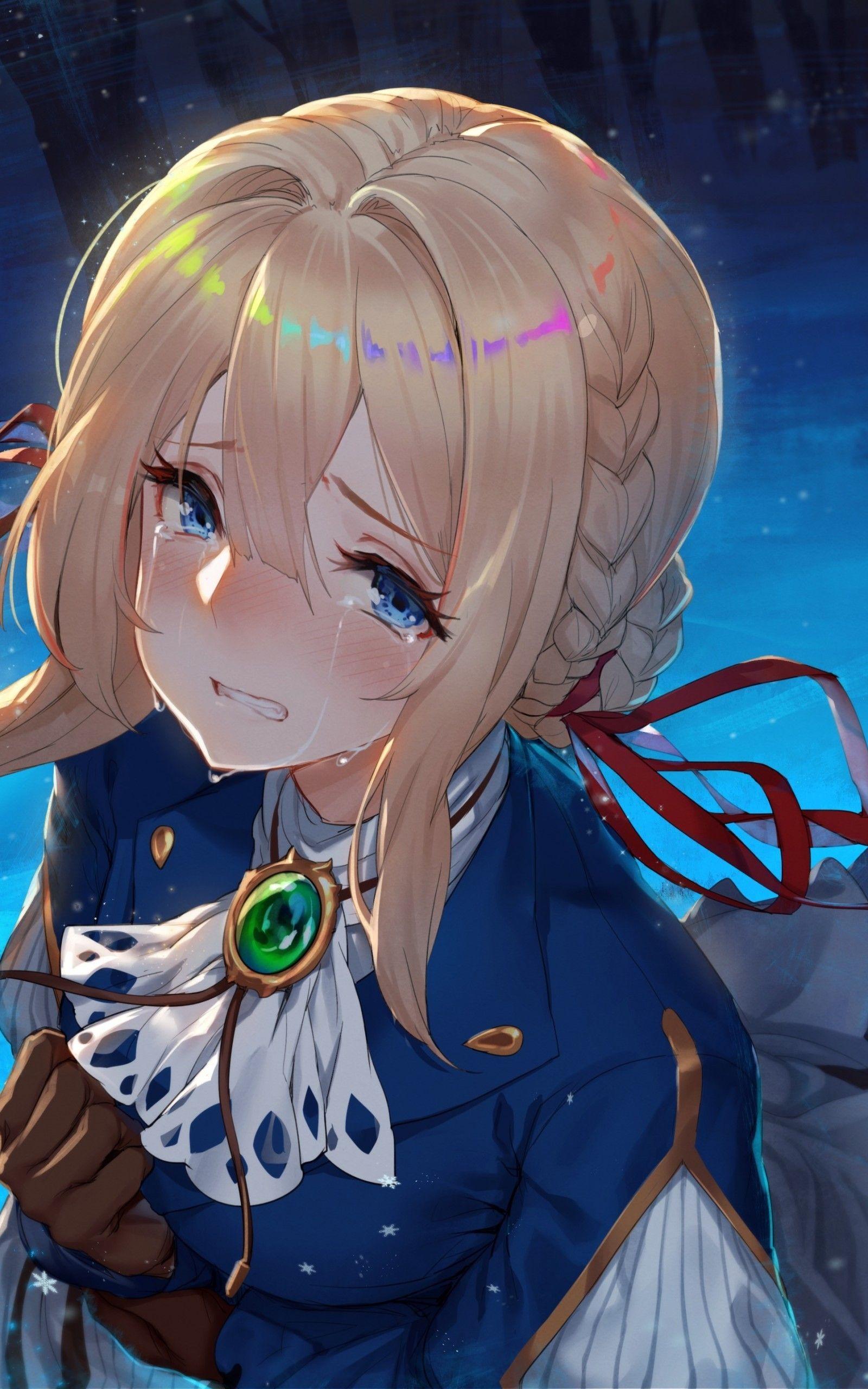 1600x2560 Violet Evergarden, Crying, Blonde, Sad Face, Papers Anime Wallpaper Phone Crying