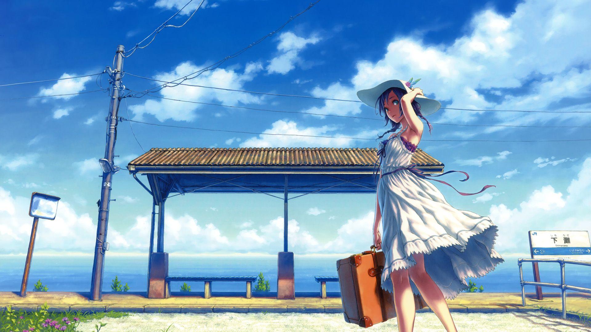 1920x1080 Anime Girl And Blue Scenery HD Wallpaperx1080