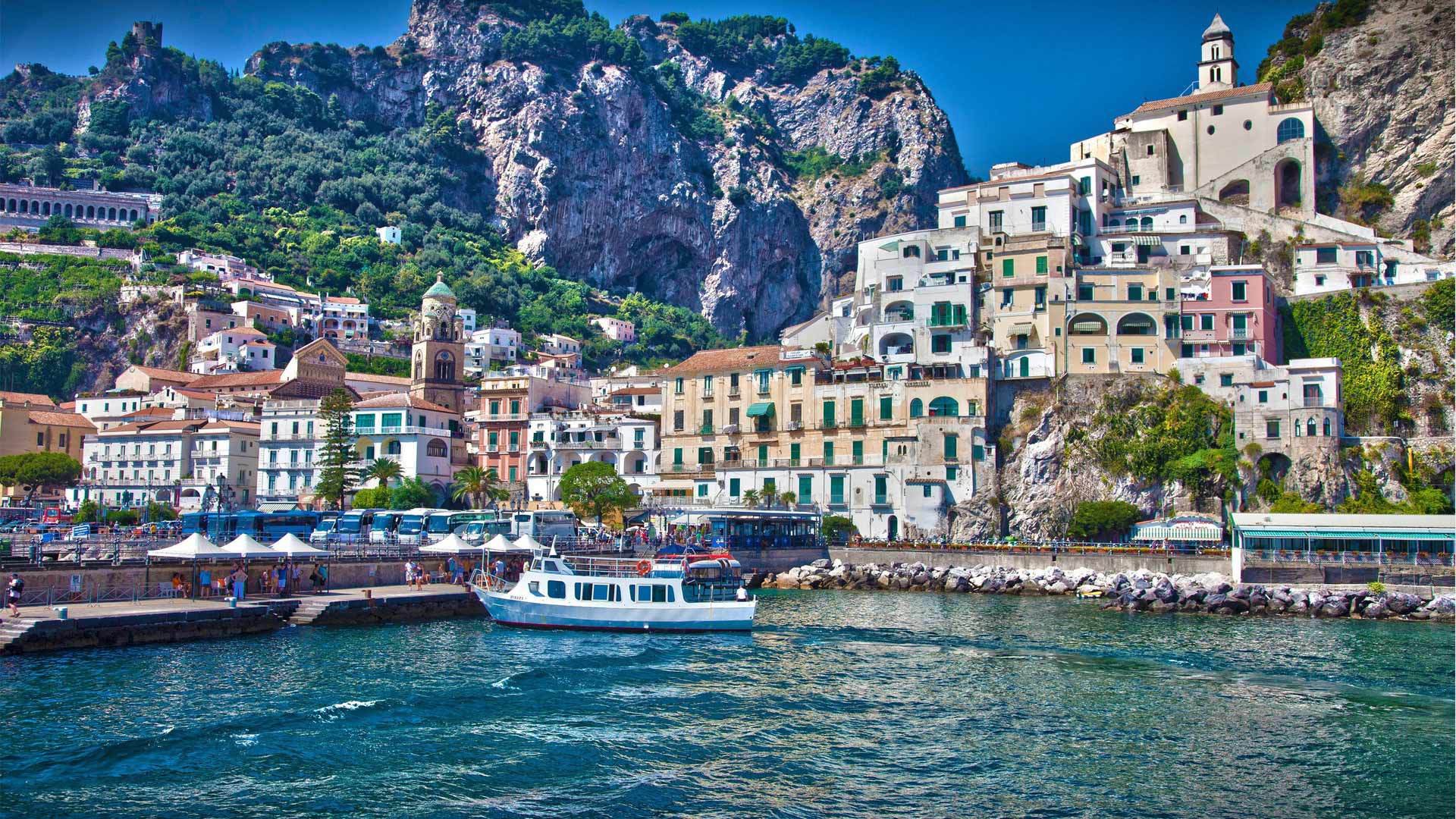 1920x1080 At the pier at a resort in Amalfi, Italy wallpaper and image