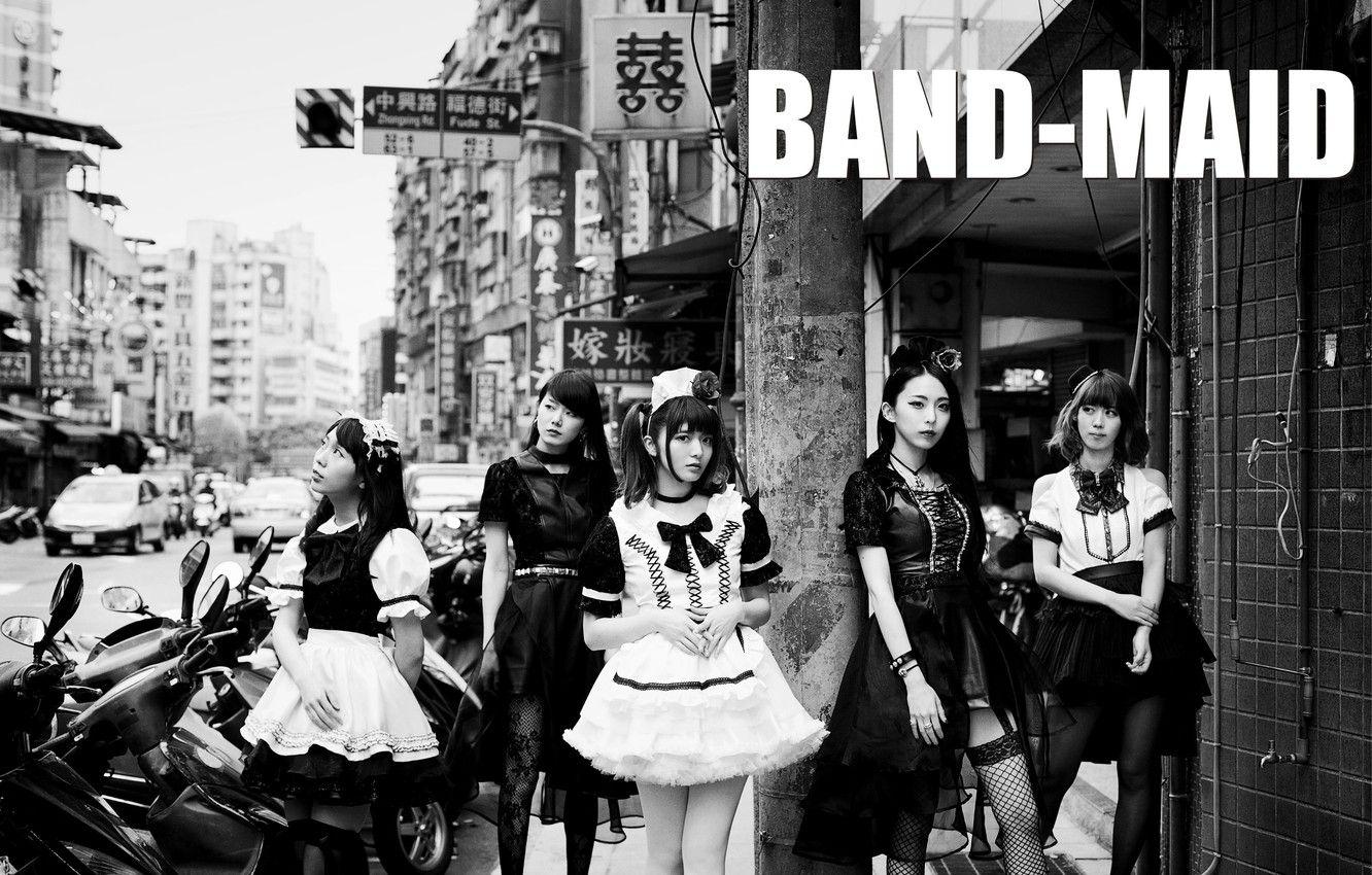 1332x850 Wallpaper City, Black & White, Street, Misa, J Rock, Kanami Tōno, Miku Kobato, Band Maid, Akane Hirose, All Girls, Saiki Atsumi Image For Desktop, Section музыка