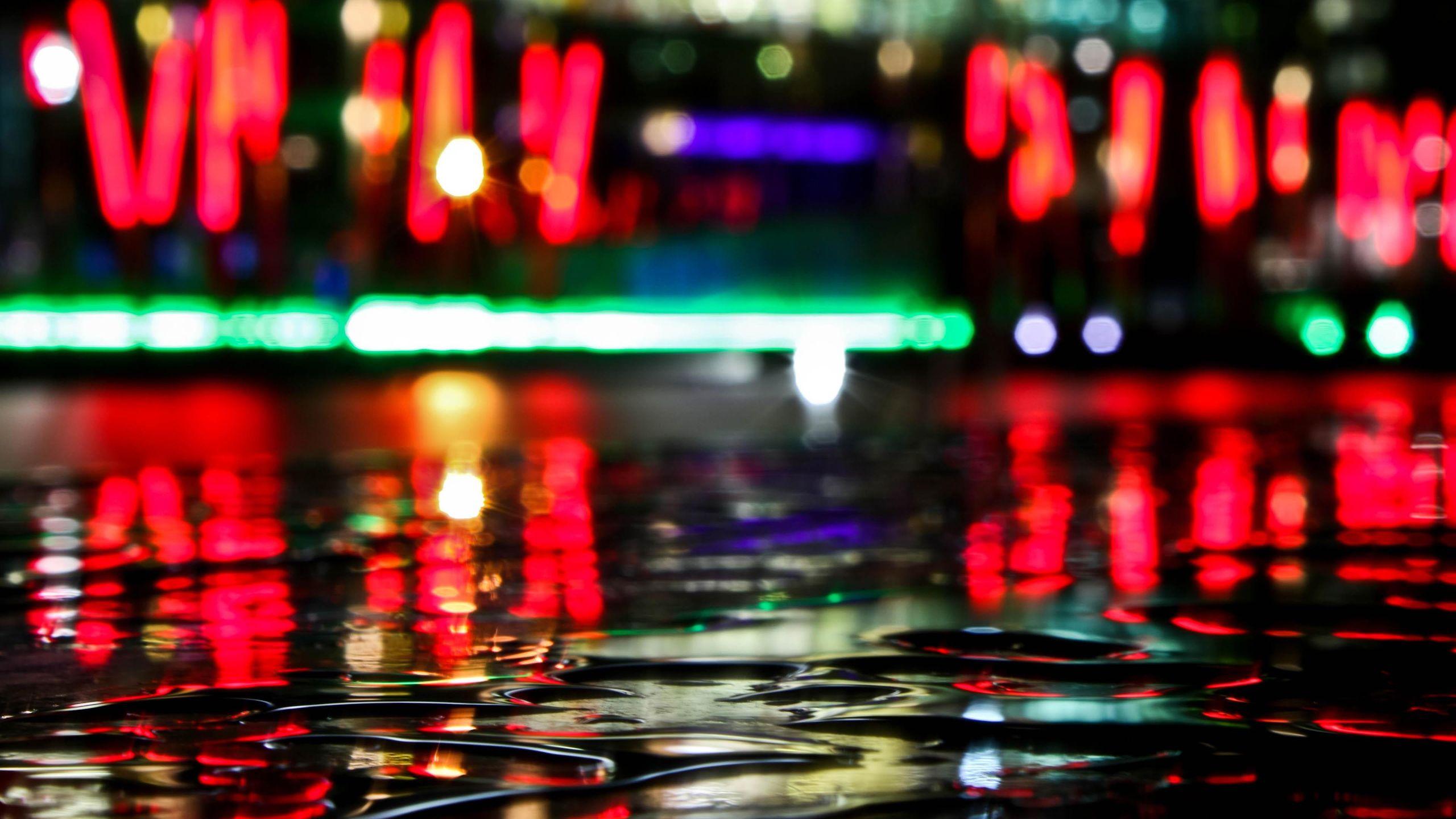 2560x1440 water, Night, City, Lights, Depth, Of, Field Wallpaper HD / Desktop and Mobile Background