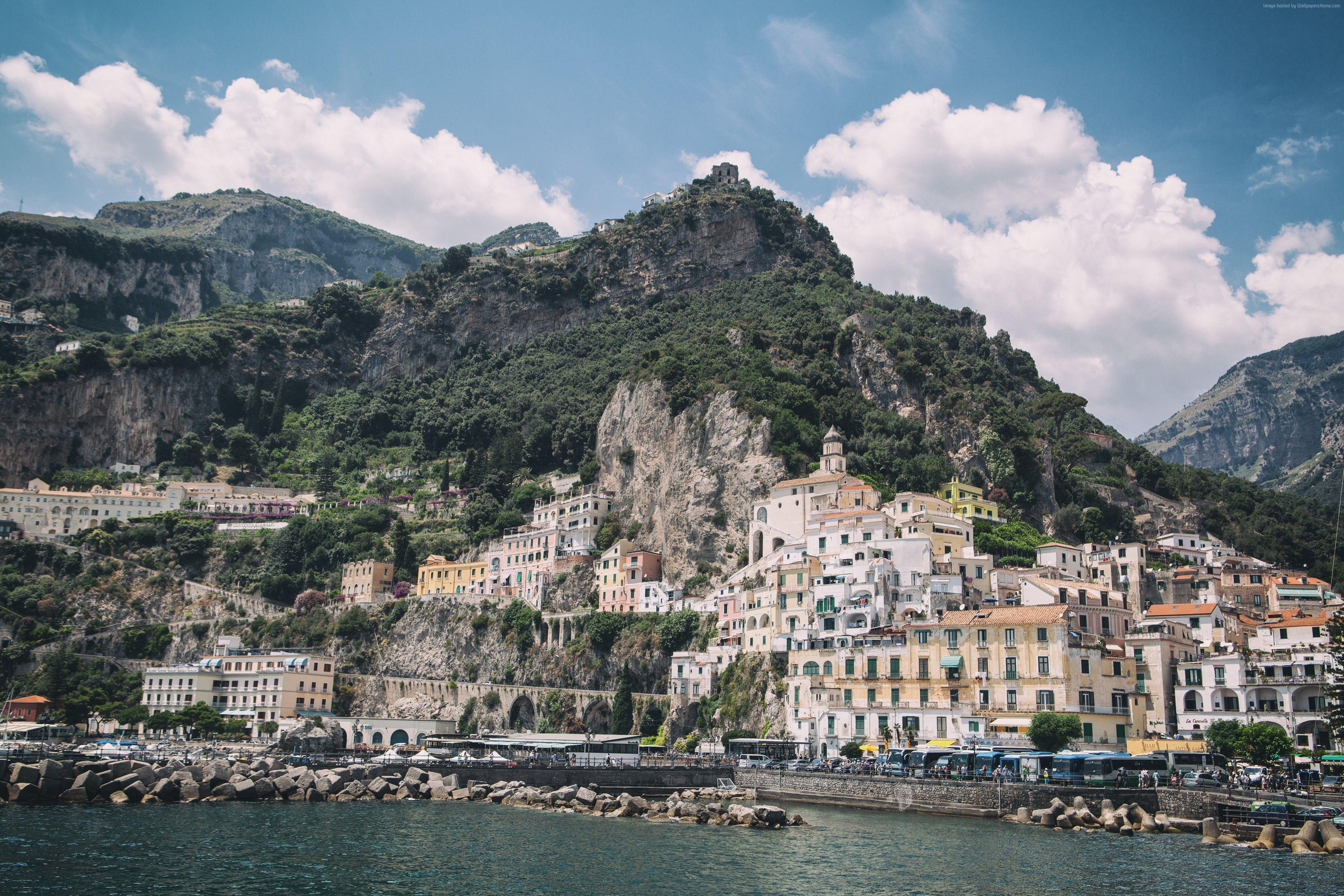 4000x2667 Wallpaper Amalfi, 5k, 4k wallpaper, Amalfi Coast, Italy, rocks