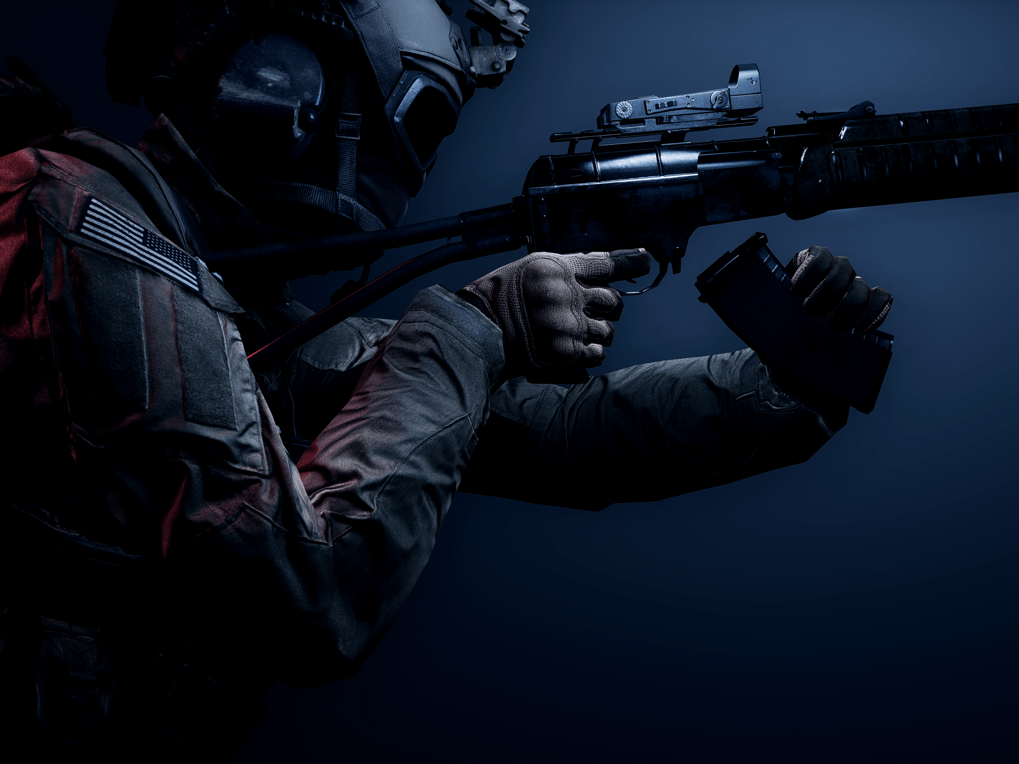 2048x1536 Soldier 4K Wallpaper, Battlefield Dark, Black Dark