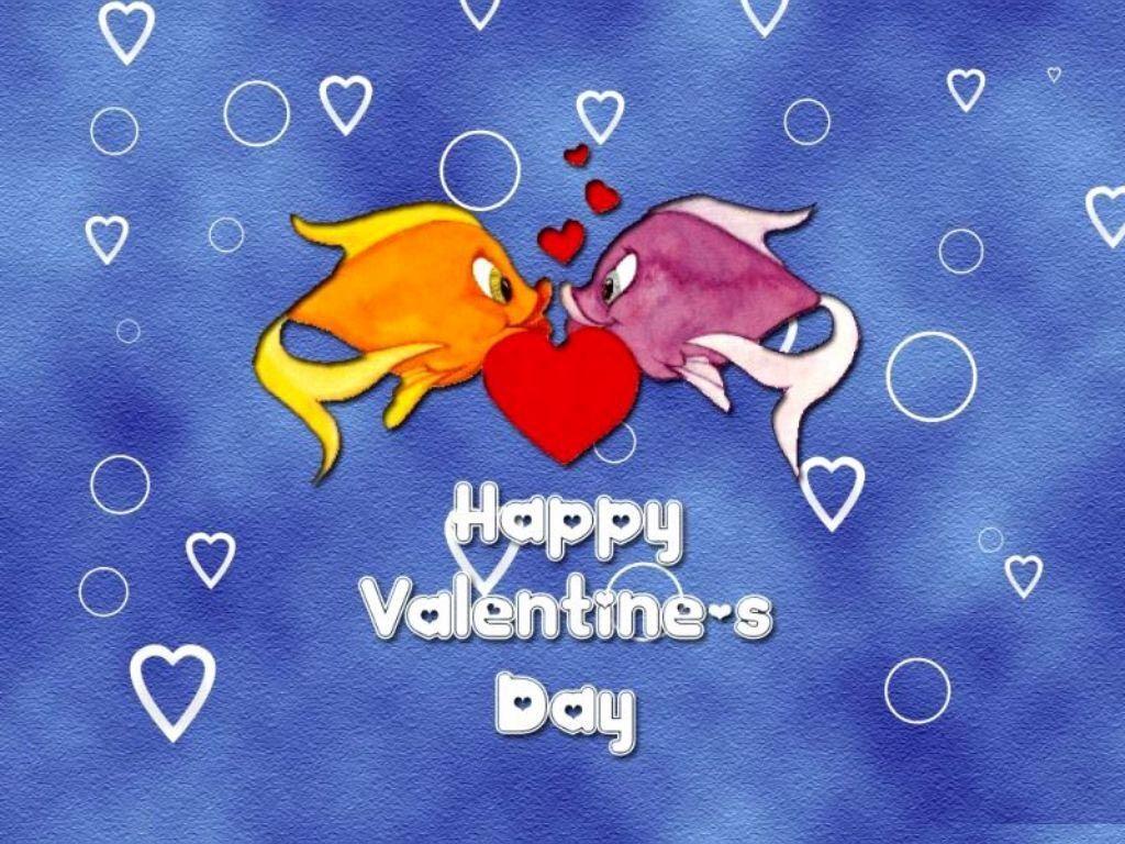 1024x768 Happy Valentine's Day, Kissing Fish Graphic Picture, Photo, and Image for Facebook, Tumblr, Pinterest, and Twitter