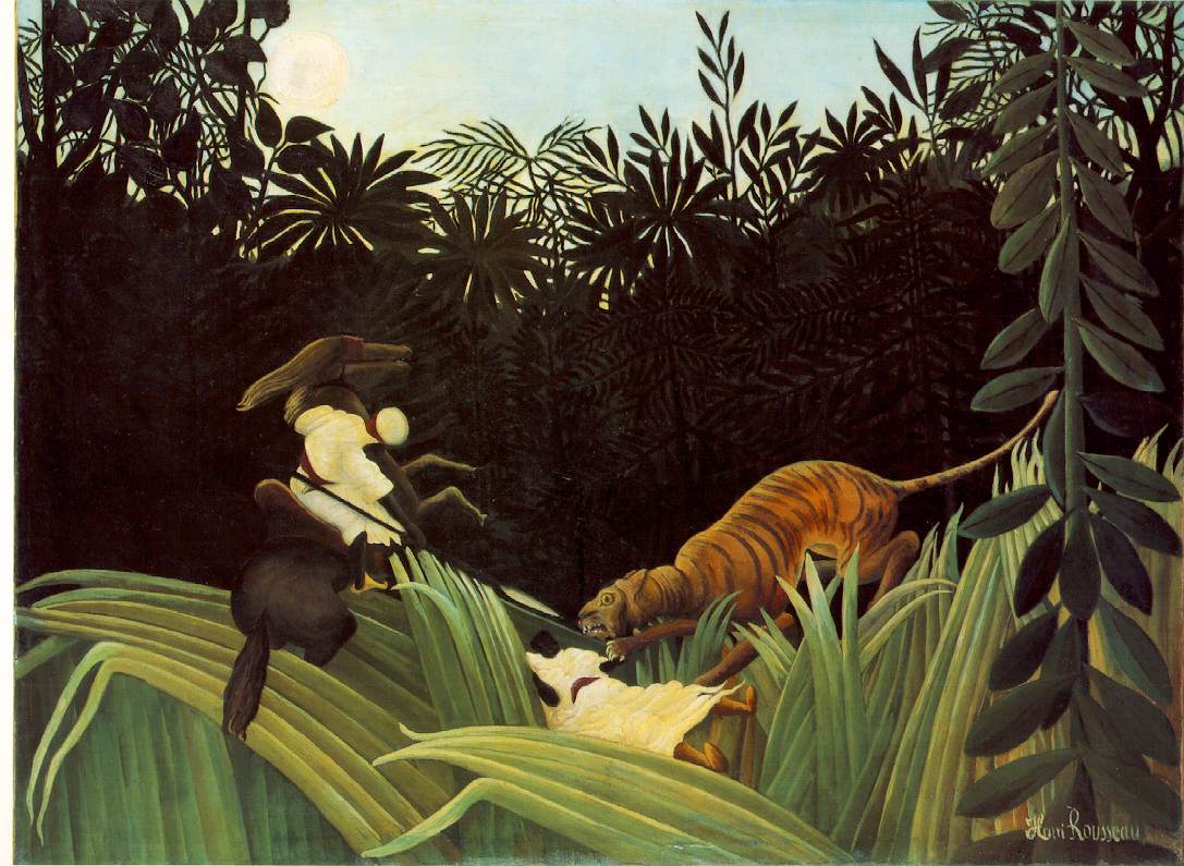 1087x795 Henri Rousseau Attacked by a Tiger, 1904 #frenchart #naïveart
