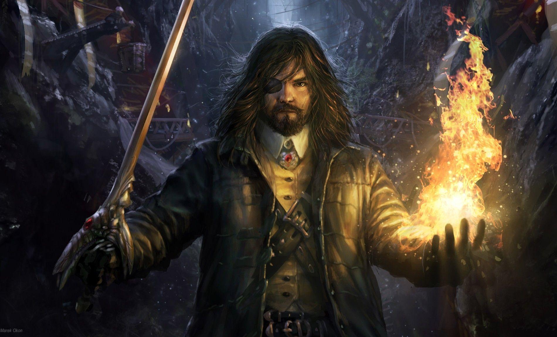 1900x1150 pirate, fire, sword Wallpaper, HD Fantasy 4K Wallpaper, Image, Photo and Background