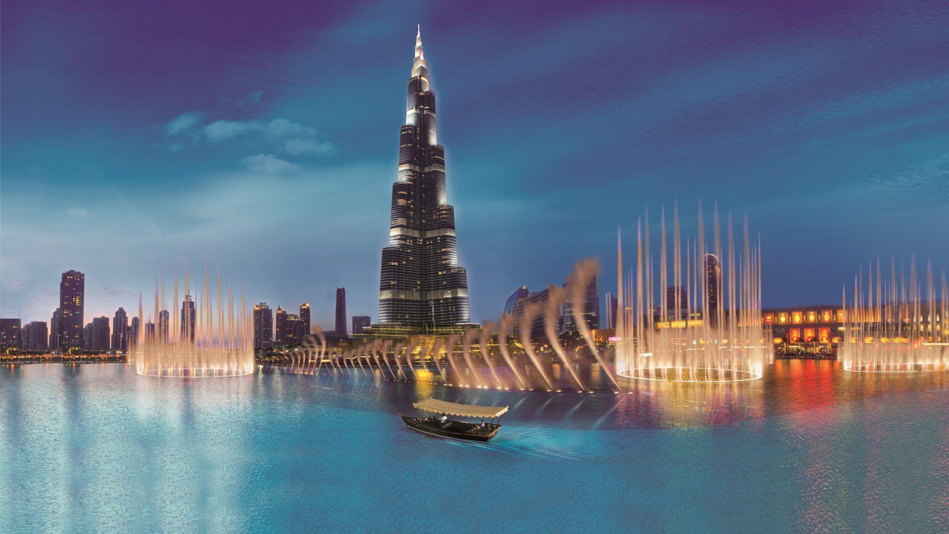 1920x1080 Fountains At Dubai And Burj Khalifa, The Tallest Building Desktop Background 2560x1600 :
