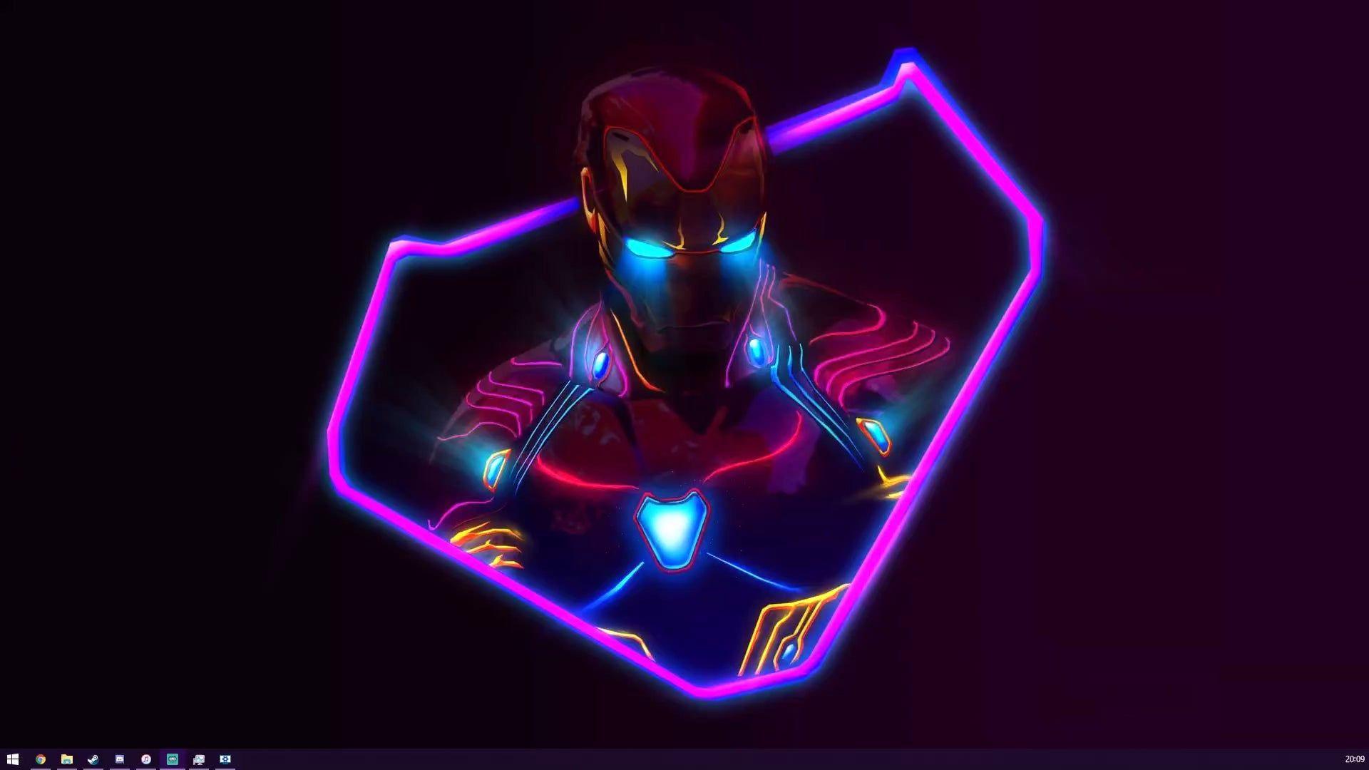 1920x1080 I animated a pretty cool looking Neon IronMan Wallpaper (Source & Link in comments)