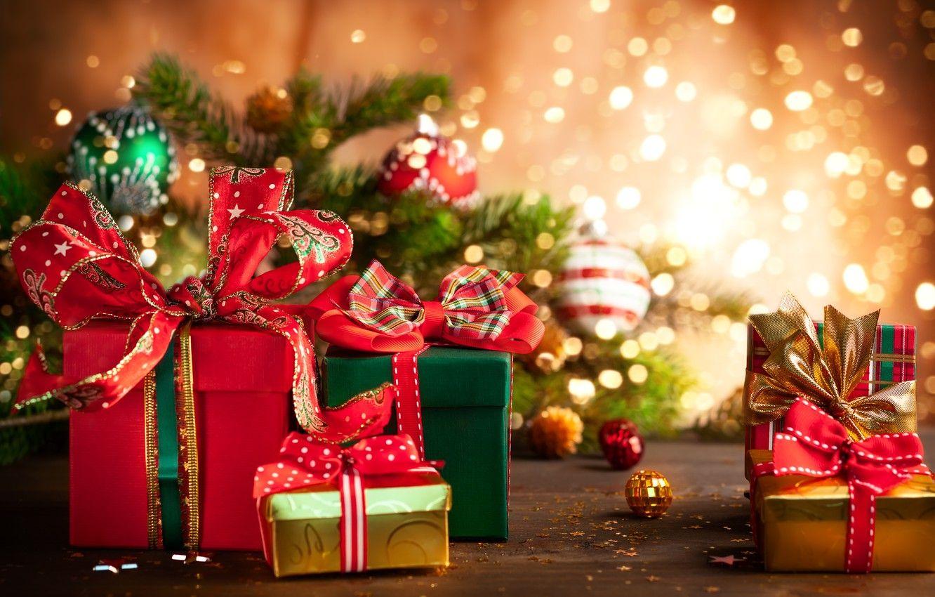 1332x850 Wallpaper tape, background, balls, Shine, branch, Christmas, gifts, New year, decor image for desktop, section новый год
