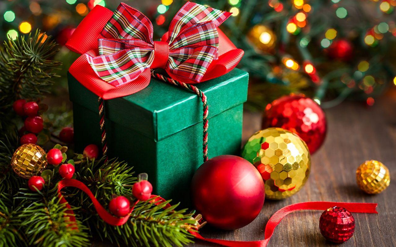 1280x800 Desktop Wallpaper Christmas Gifts Balls Bowknot
